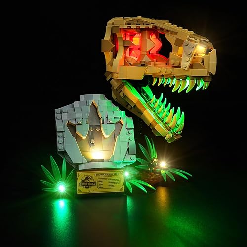Kit de iluminación LED para Lego Jurassic World Dinosaur Fossils T. rex Skull, luz LED compatible con modelos de bloques de construcción Lego 76964