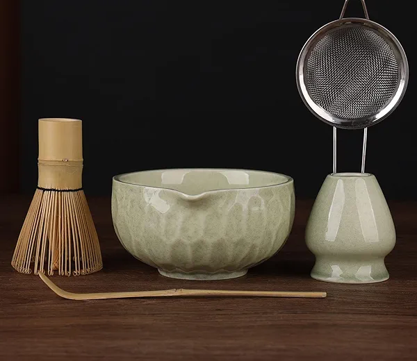 Matcha whisk Sets,Japanese Matcha Set,Matcha Bowl with Spout,Matcha Whisk and Holder,Bamboo Scoop,Sifter - 6 Pcs Tea Set for Matcha Lover,Tea Ceremony,Thanksgiving,Christmas gifts(Green)
