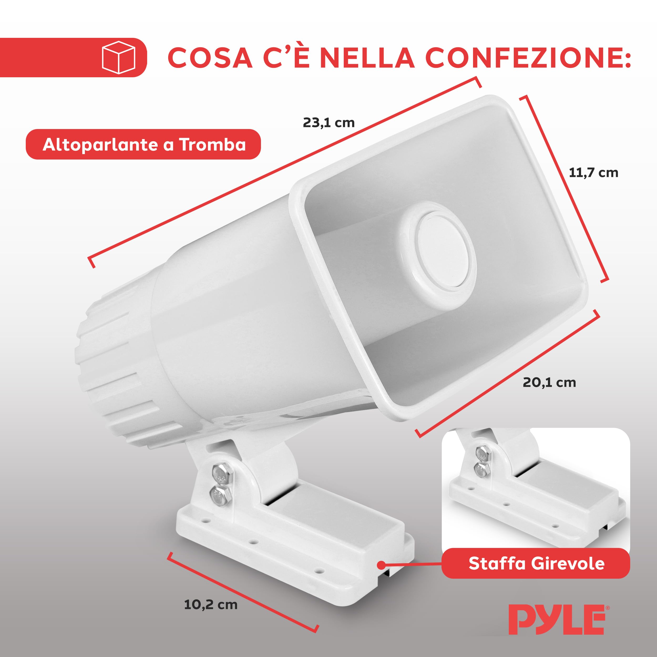 Pyle Cassa Audio Altoparlante PA Interno/Esterno 15 cm 8 Ohm 50 Watt Picco con Staffa, Speaker con Accessori Inclusi, Bianco