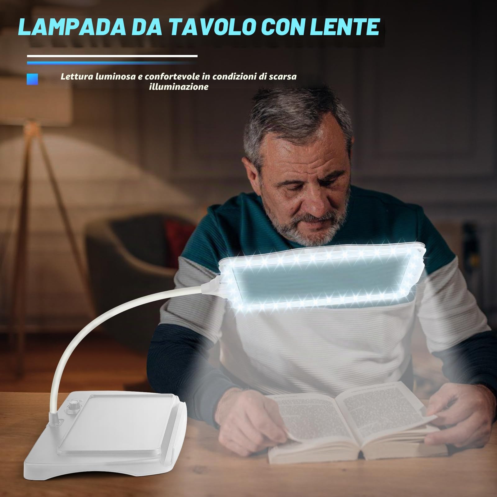 NZQXJXZ 10X Ricaricabile Lente Ingrandimento con Luce e Supporto