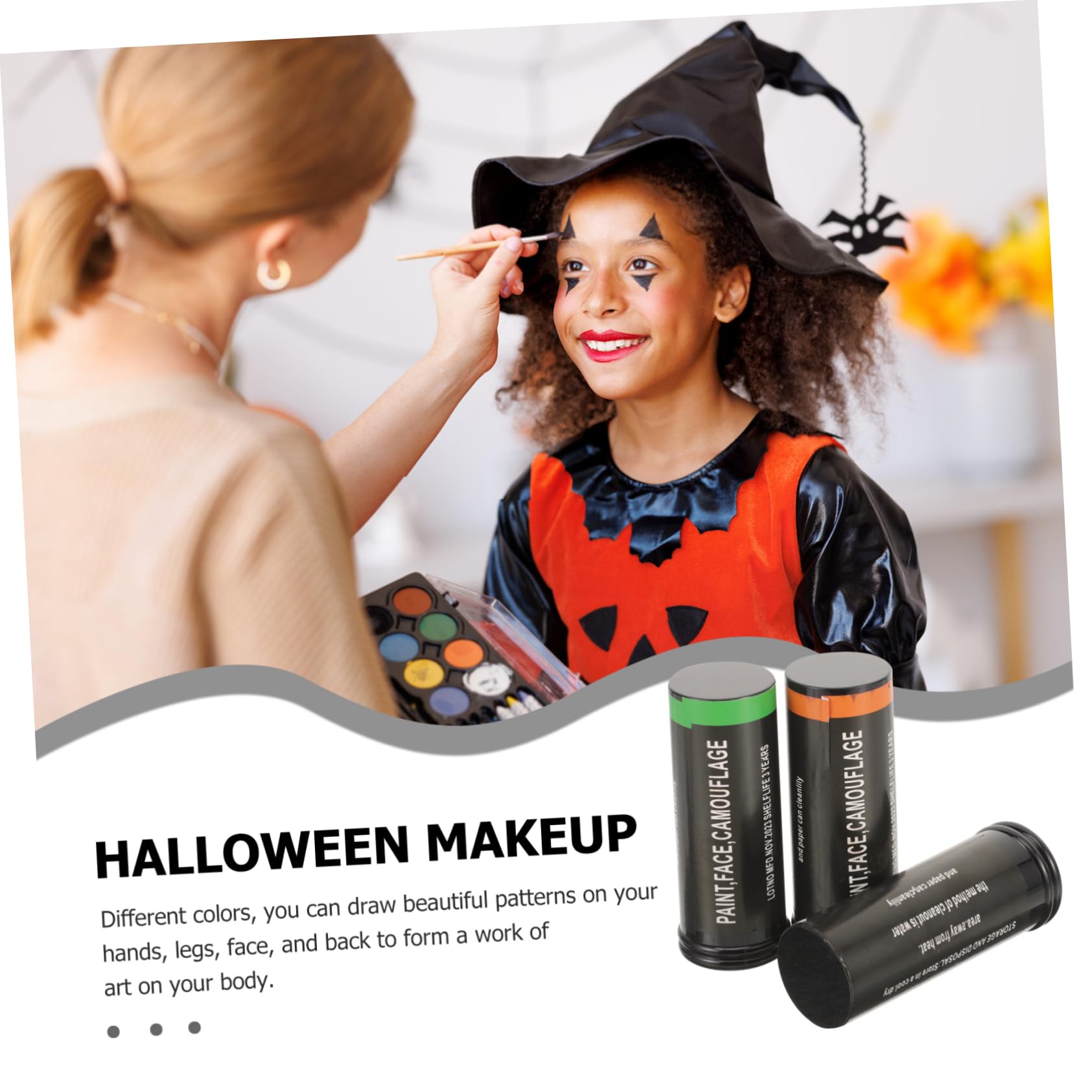 Healvian 15 Pièces Kit de Maquillage Visage Bâtons de Peinture Fluorescente pour Halloween et Cosplay Crayons de Peinture pour Corps et Visage