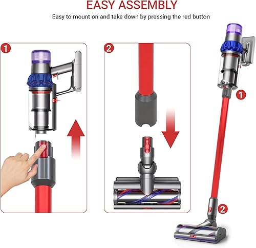 Miniatura 4 de Compatible con Dyson Wand, varita de liberación rápida, para aspiradora inalámbrica V7, V8, V10, V11 V15, repuesto de tubo de vacío (morado)