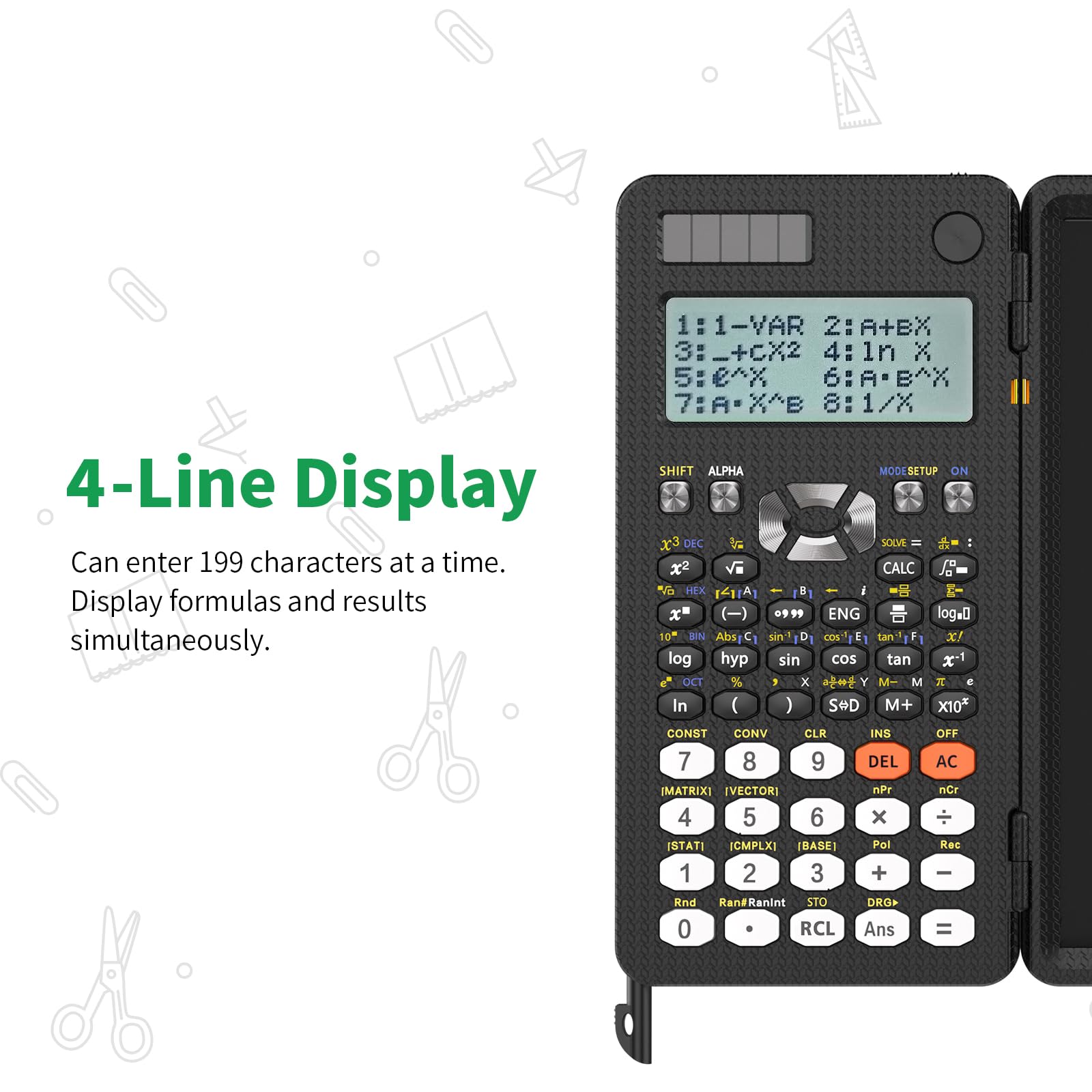 NEWYES 991ES Plus Scientific Calculator with Writing Tablet, 417 Function with Solar Battery - Image 4