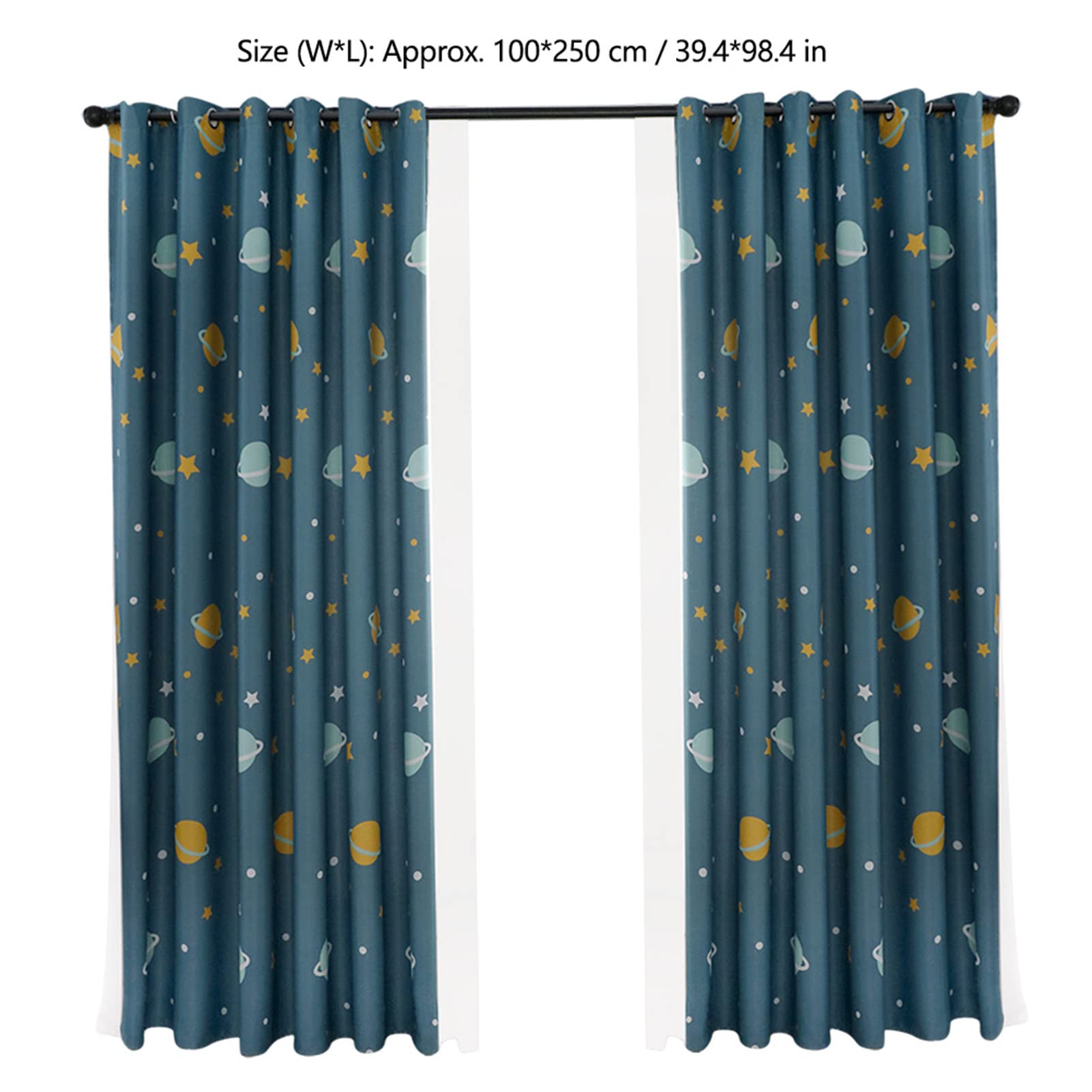 BORDSTRACT Vorhänge Mit Blauen Planeten - Beschattungsvorhang Aus Polyester Für Wohnzimmer & Kinderzimmer
