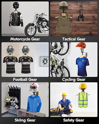 Miniatura 4 de Soporte de pared para casco de motocicleta, soporte para casco de pared, con 1 colgador, 2 ganchos, ganchos para casco para accesorios de