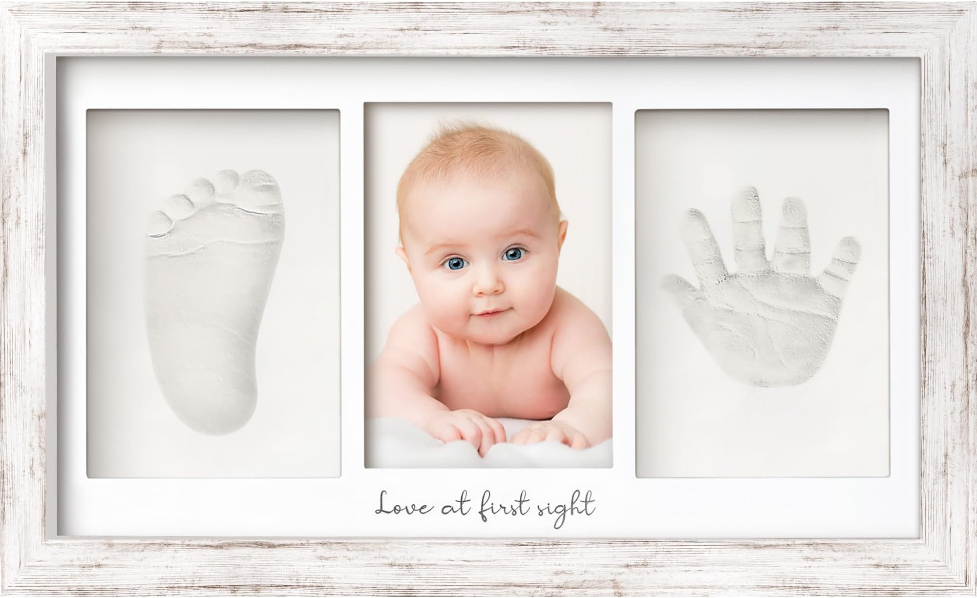KeaBabies Baby Hand and Footprint Kit - Clay Handprint Keepsake Frame, Newborn Nursery Picture Frame, Personalized New Mom Gifts for Shower & Registry, First Mother's Day (Vintage White)