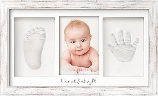 KeaBabies Baby Hand and Footprint Kit - Clay Handprint Keepsake Frame, Newborn Nursery Picture Frame, Personalized New Mom Gifts for Shower & Registry, First Mother's Day (Vintage White)