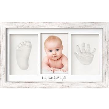 KeaBabies Baby Hand and Footprint Kit, Clay Keepsake Frame Vintage White