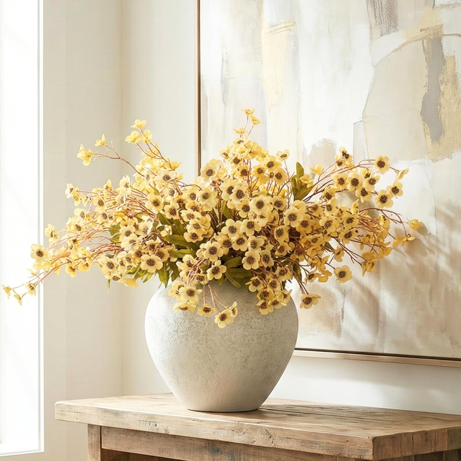 Photo 1 of 24pcs Faux Yellow Spring flowers With Stems, 23" Realistic Wildflowers Artificial Long Floral for Home Office Decor, Spring Table Centerpiece, Yellow Flowers Arrangements, Modern Farmhouse Decor