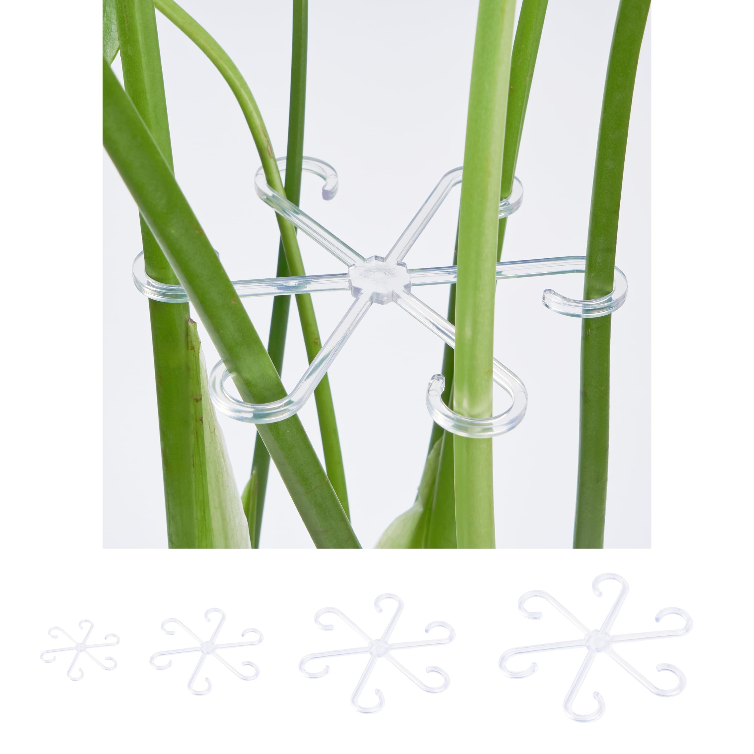 SLAMZO Plant Stem Support,Stem stabilizer for Indoor Plants,Reusable 4 Sizes Set,Plastic Stems Holder,Let Potted Plants Grow Upright. (32, Clear)