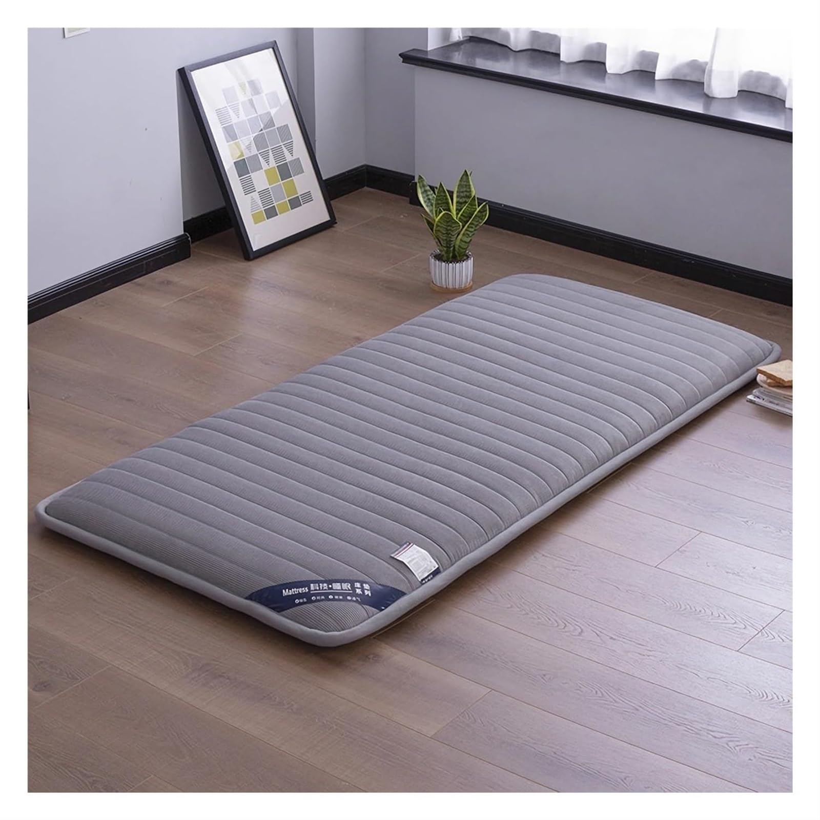 Meiiron Japanese Floor Futon Mattress Tatami Mattress Folding Mattress, Portable Sleeping Pad Thick Folding Roll Up Bed Topper Mat for Guest, Lounger and Tavel Student Dormitory(Gray,180x200cm)