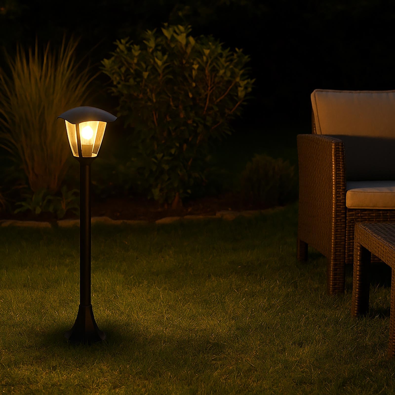 Planetitaly Lampioni da Giardino Esterno LED 8W E27, Impermeabile, Illuminazione per Giardino, Lampada da Esterno da Terra Altezza Massima 86cm Regolabile, Lampadina 2700K Inclusa (Grigio Antracite)