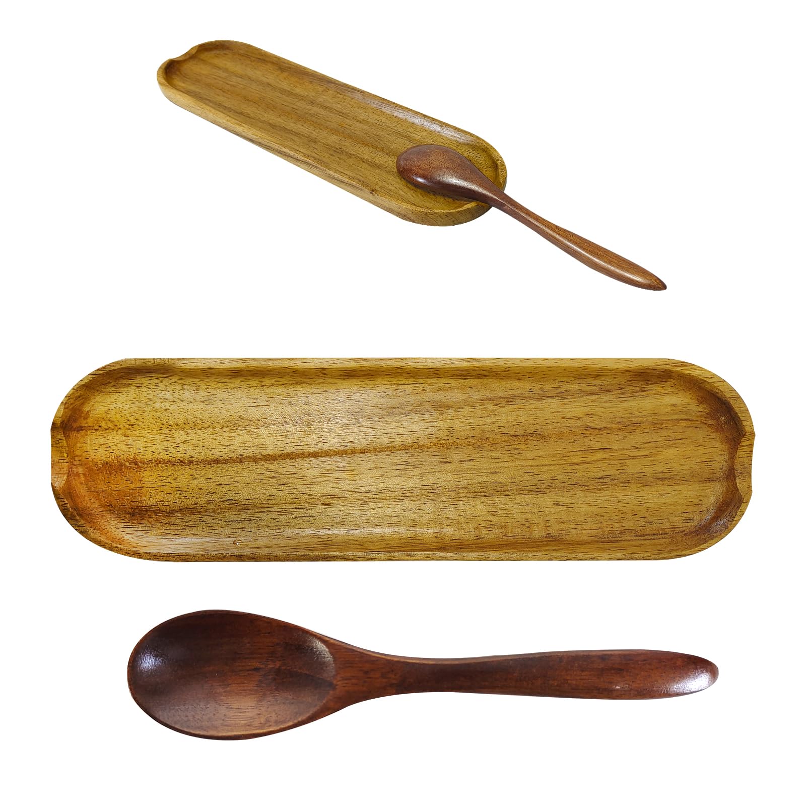 Repose-cuillère En Bois Vintage | Plateau Long 25cm Avec Cuillère Incluse | Pour Cuisine, Thé, Café, Rangement Ustensiles