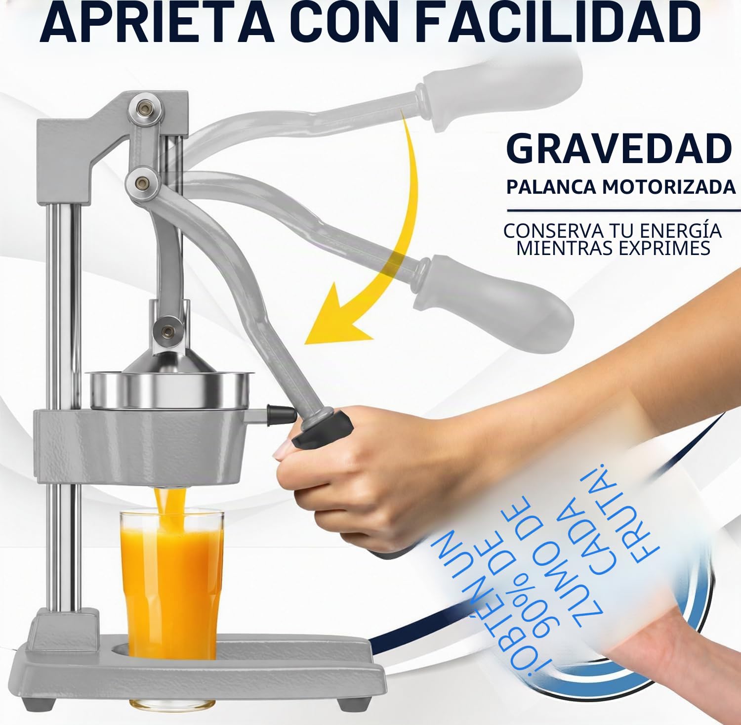 Eurolux Exprimidor de hierro fundido ultra premium, extra grande, resistente, grado comercial, prensa manual de acero inoxidable, exprimidor de cítricos para jugo de naranja fresco, granada, limón y