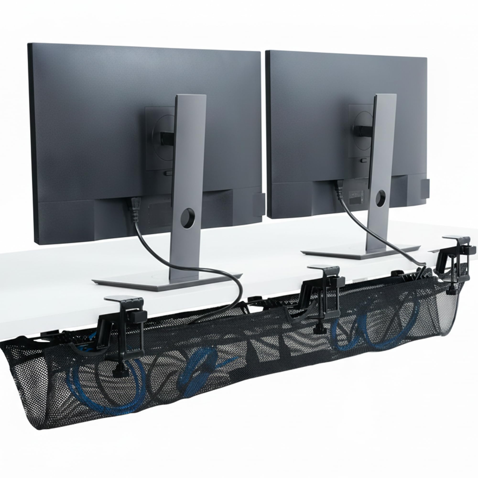 VIVO Clamp-on Mesh Net Cable Management Holder, 55", Holds 11 lbs