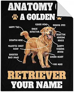 Custom Golden Retriever Blanket for Girls, Boys - 40x50 Inches Crib Size - Soft Fluffy Cozy Blankets Gift - Black Novelty Blanket for Travel, Office