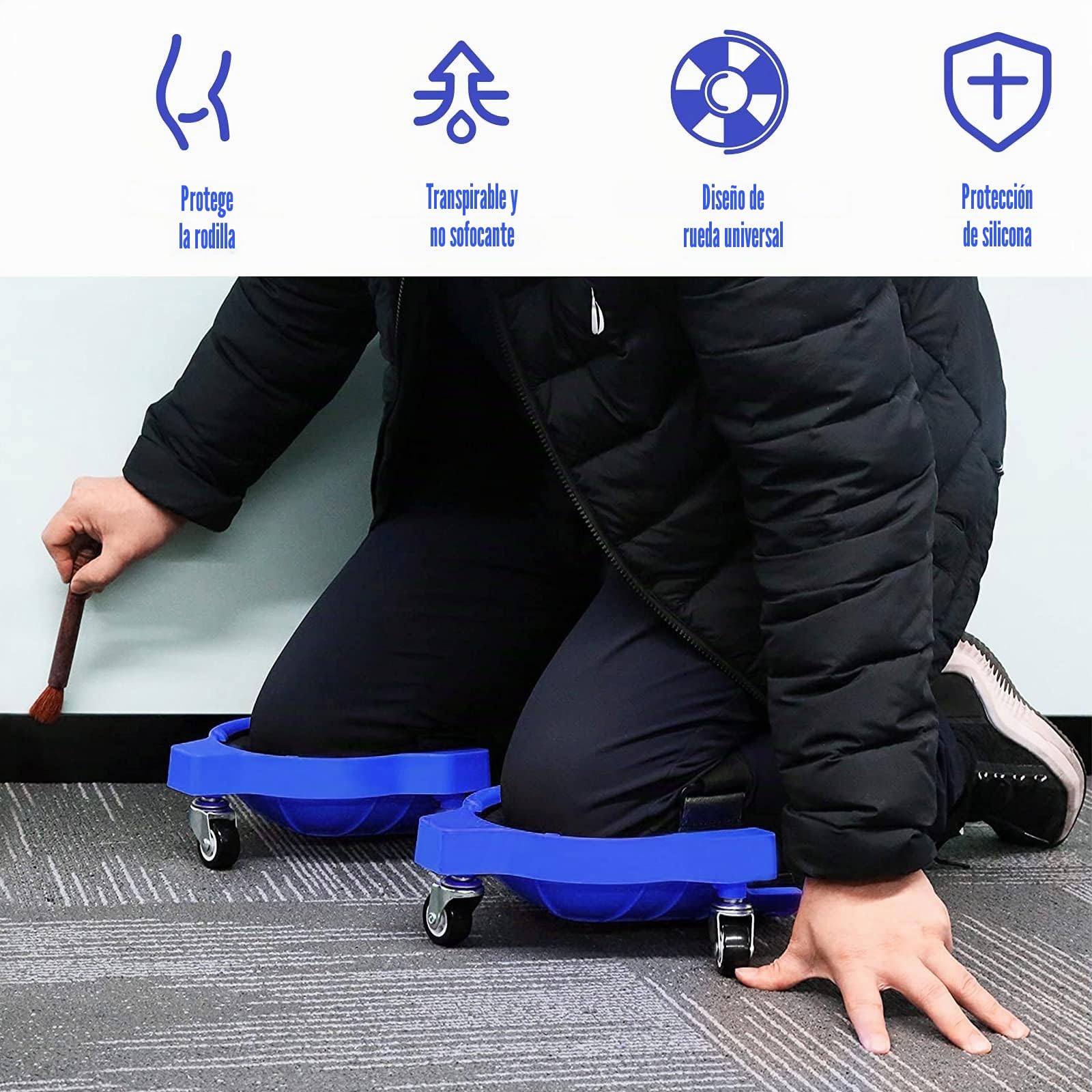 MXBAOHENG Rodilleras Enrollables Rodilleras con Ruedas para el trabajo de construcción