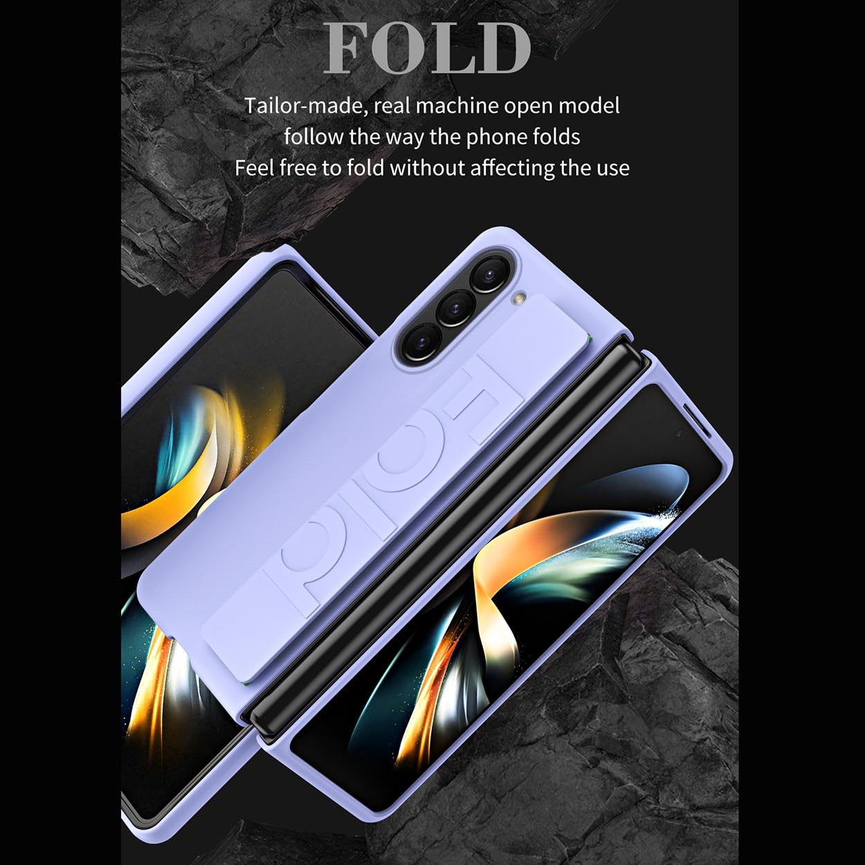 EKSED Custodia per Telefono Custodia con cavalletto per Samsung Galaxy Z Fold 5 5G Cover con Impugnatura in Silicone, Custodia Protettiva per Tutto Il Corpo con Cinturino per Dito Design Portatile