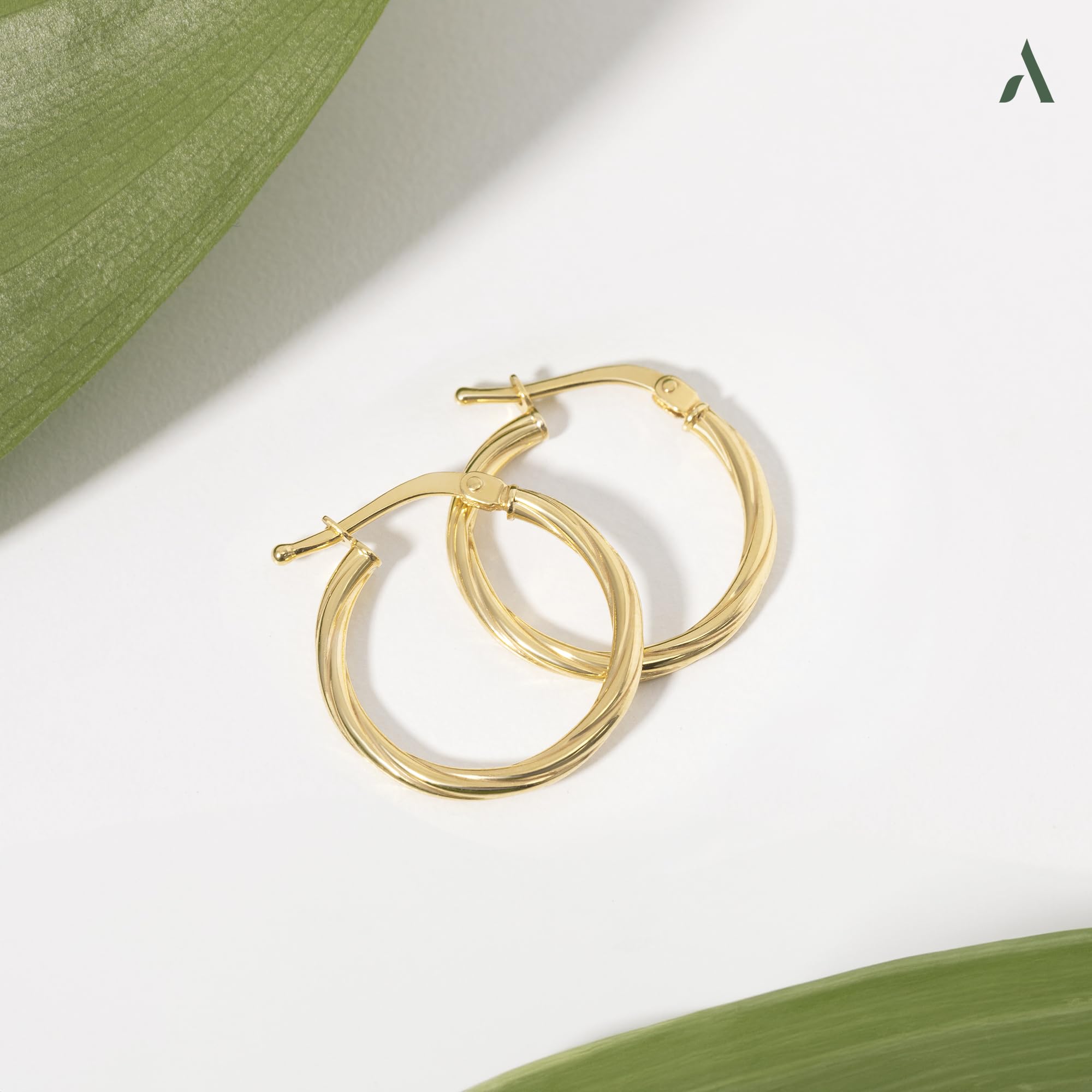 Allure Pendientes de Aro Retorcidos para Mujer en Oro de 9 Quilates