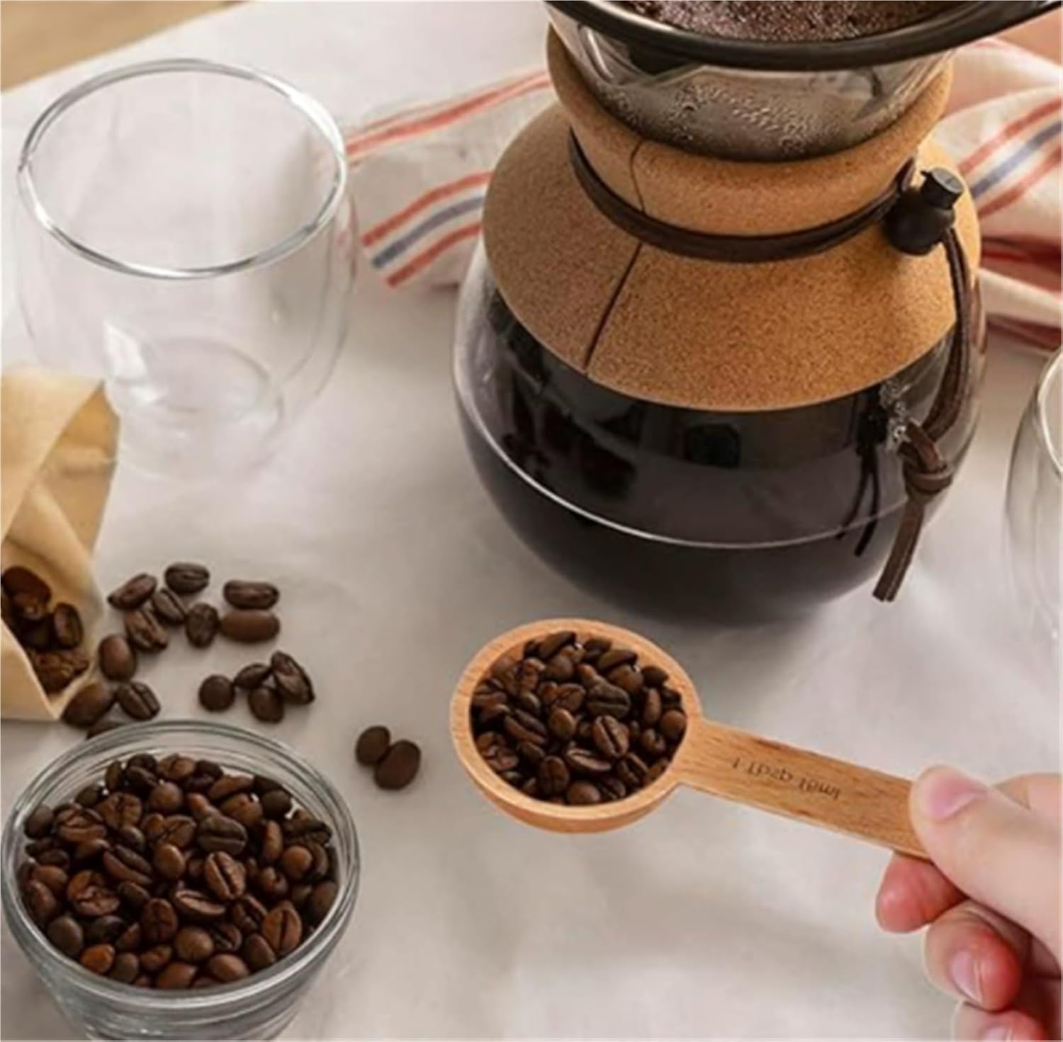 Coffee Scoop 12pcs 15ml Beech Wooden Coffee Scoop Measuring for Beans Wood Table Spoon for Whole Ground for Exact Measuring