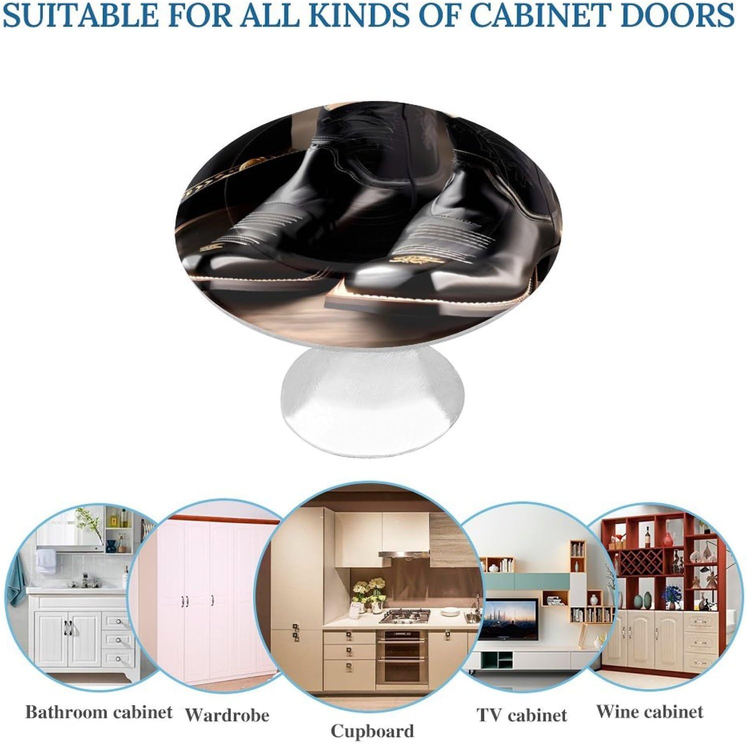 Cabinet Handles Round Drawer Pulls Cowboy Black Hat Western Boots Dresser Knobs for Cabinets And Drawers Handle Kitchen Cabinet Pulls for Bathroom Cupboard Drawers Cabinet Pulls for Kitchen Door