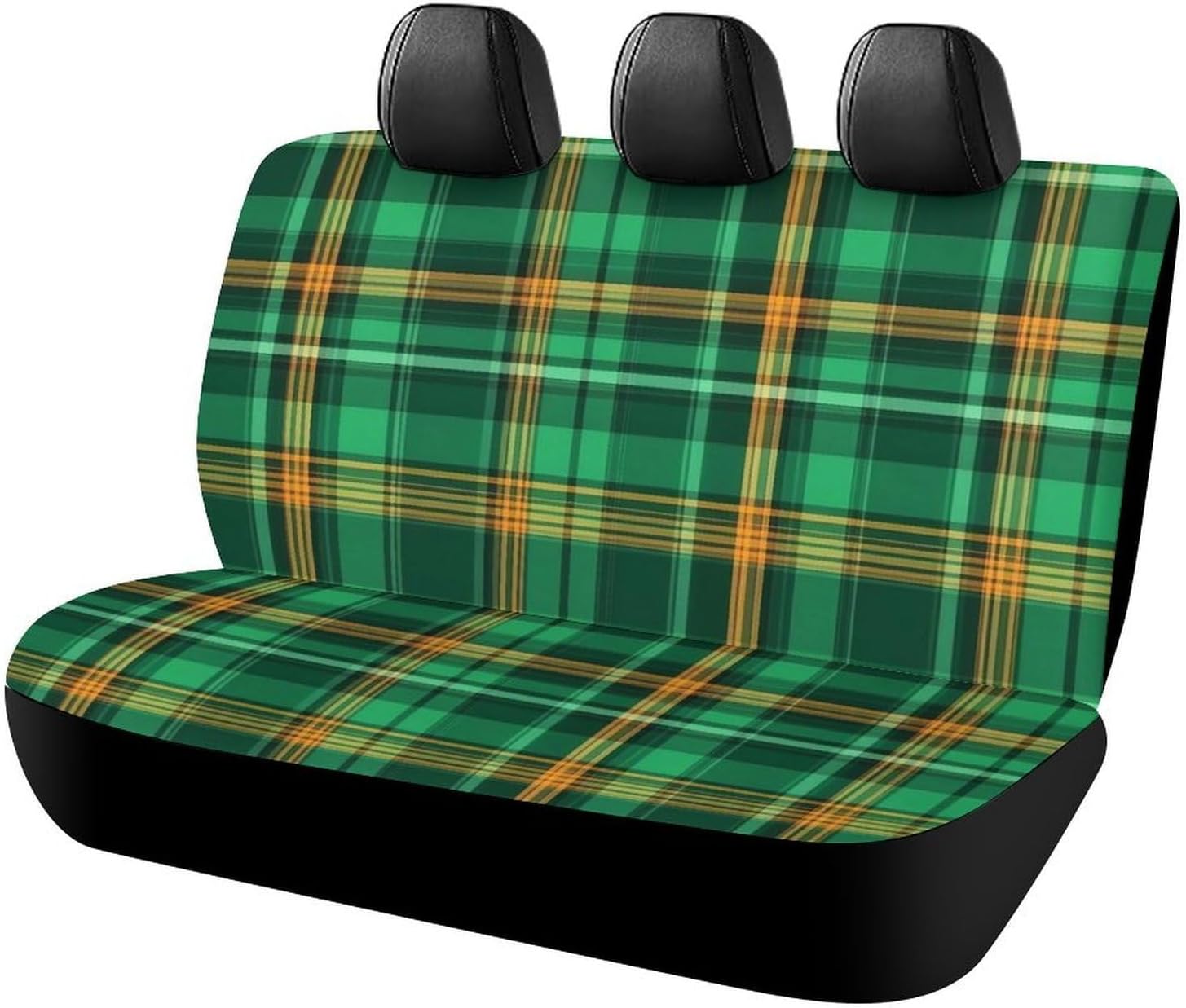 Fashion Universal Stretch Back Seat Protector, Car Interior Decor Seat Cover, Car Accessories Rear Bench Seat Covers for Trucks SUV Compatible with Green Scottish Tartan Plaid