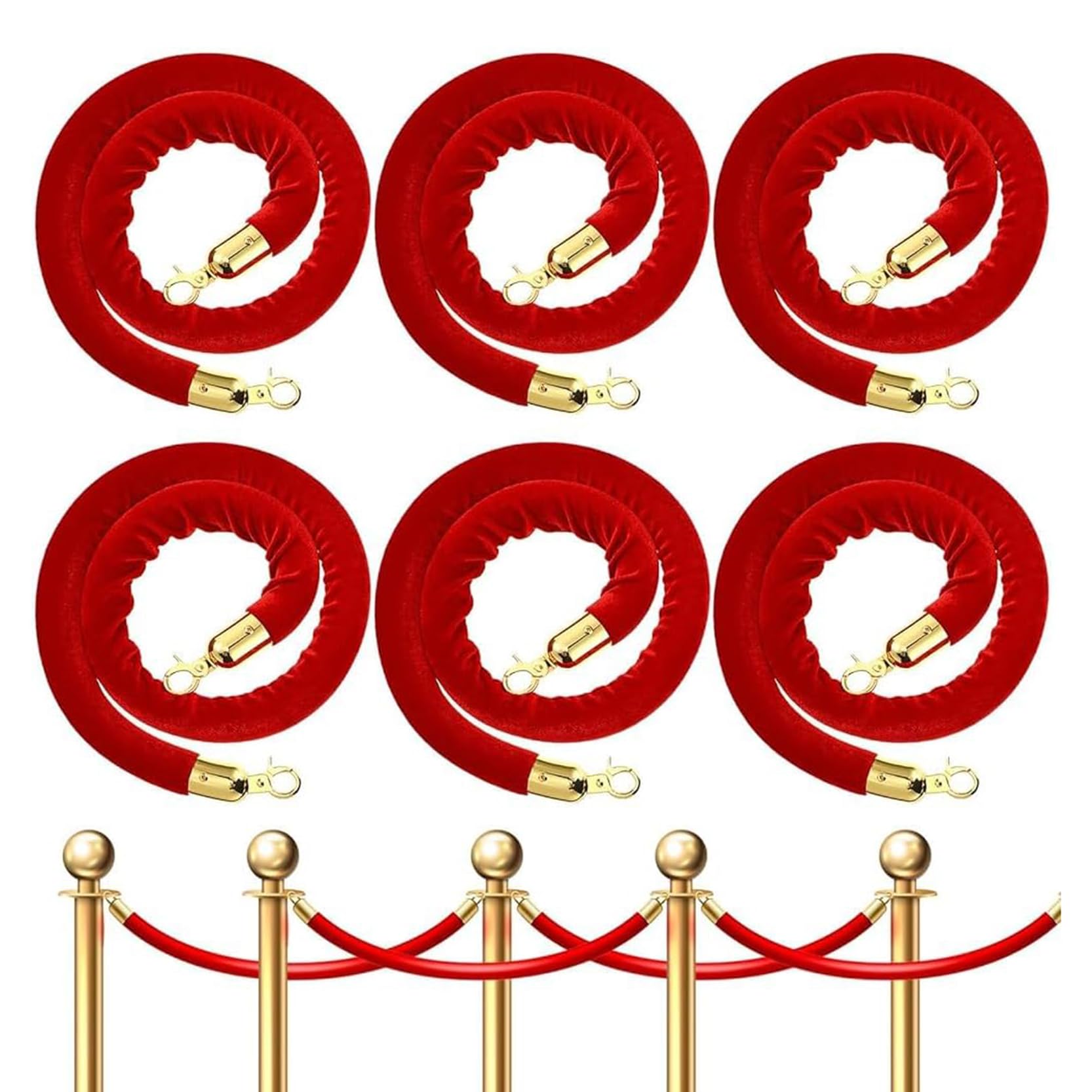 Cuerda de gancho pulida de 90 cm en forma de S para teatros, cines, hoteles y fiestas, juego de 6 unidades perfectas para grandes aperturas y reuniones