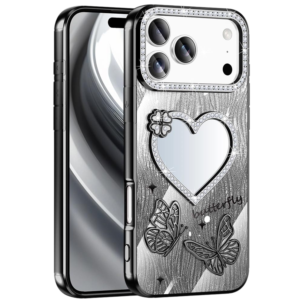 Coque iPhone 17 Pro Caseative paillettes noire et MagSafe