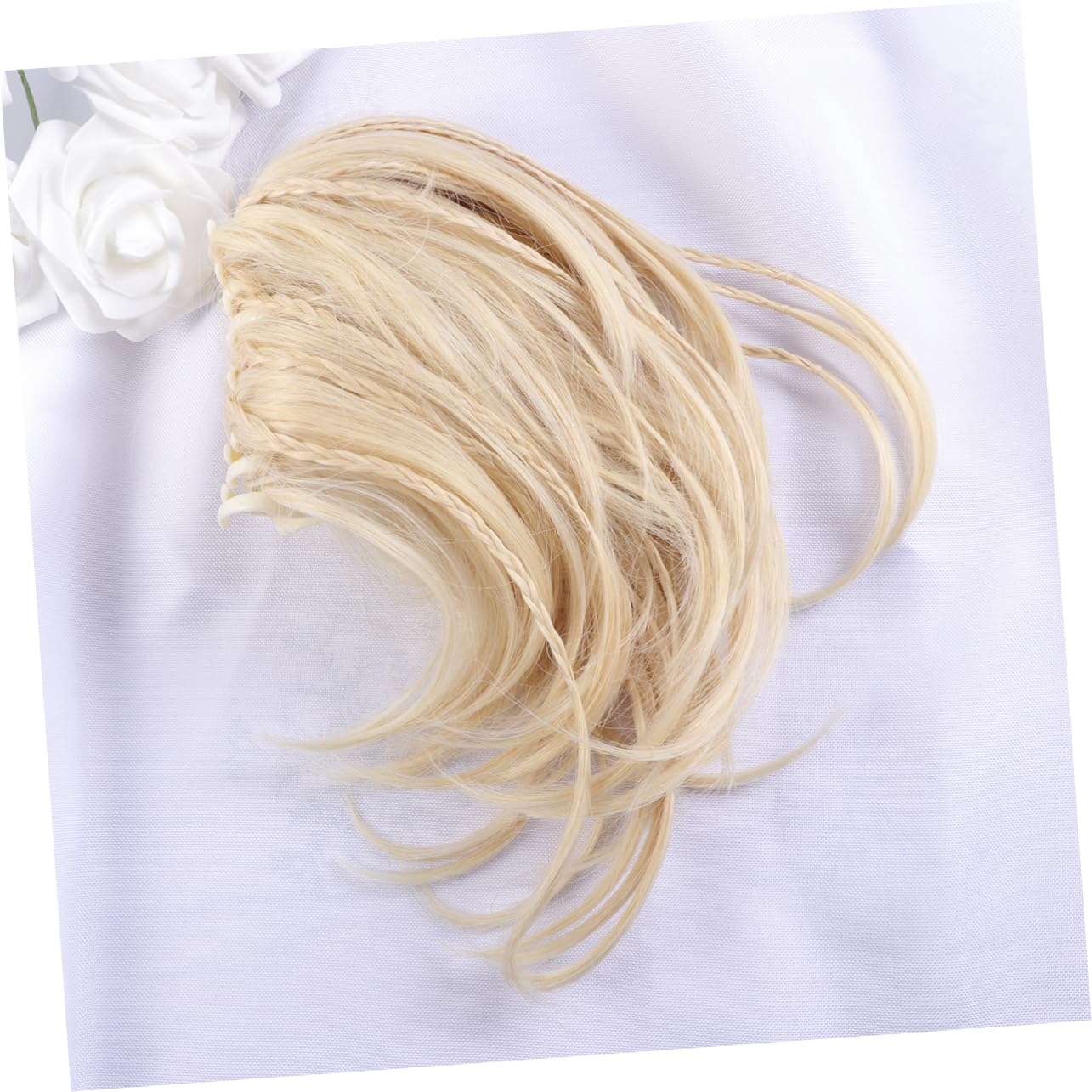 Housoutil 3stücke Curly Braid Clip Ponytail Extension Flexibel Wellig Kurze Synthetik-haarverlängerung Für Kopfgrößen Leicht Zu Befestigen Und Komfortabel Im Alltag Hellgelb