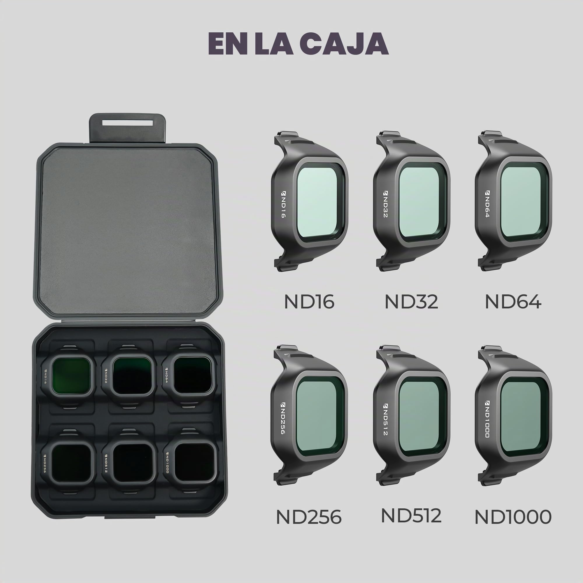 Freewell Paquete de 6 filtros ND para dji Mini 5 Pro – ND16, ND32, ND64, ND256, ND512 y ND1000 – Control de luz Completo para imágenes aéreas cinematográficas