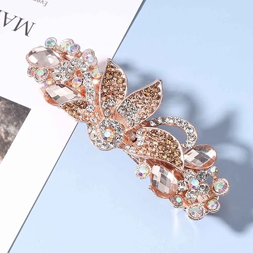 Miniatura 3 de Pasador de pelo de cristal con flor dorada con diamantes de imitación para el cabello, accesorios para el cabello de novia para mujeres y niñas
