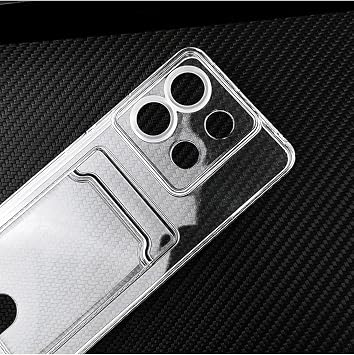 bbtech Xiaomi Redmi Note 13 Pro 4G ile Uyumlu Kartlıklı Şeffaf Kamera Korumalı Silikon Telefon Kılıfı;Transparan