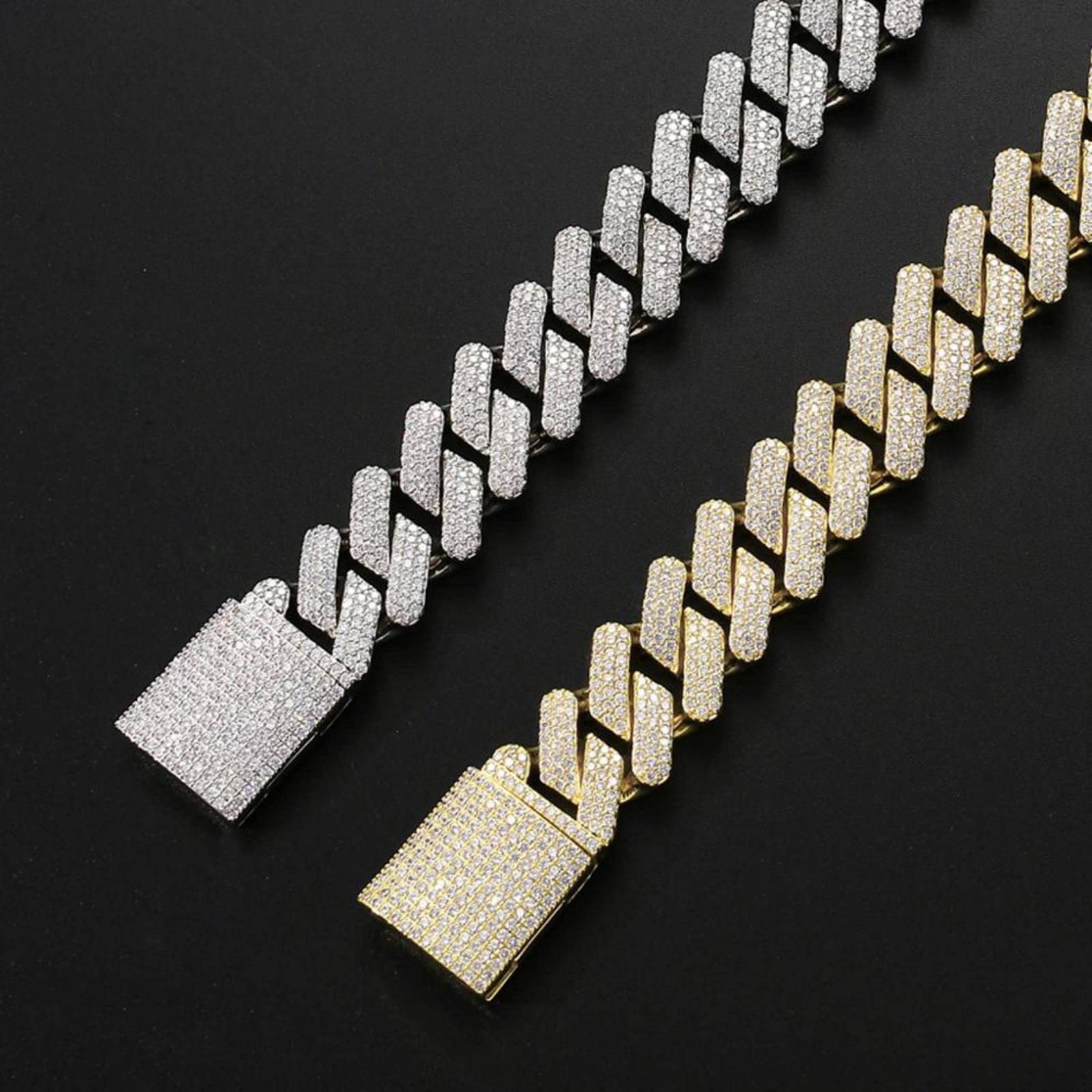 zxcs Braccialetto Catene ghiacciato da 20 mm per Gli Uomini di Lusso Miami Micro Pavy Zircon Bracciali Moda Moda Hip Hop Gioielli Roccia-Platinum Plated,9inch