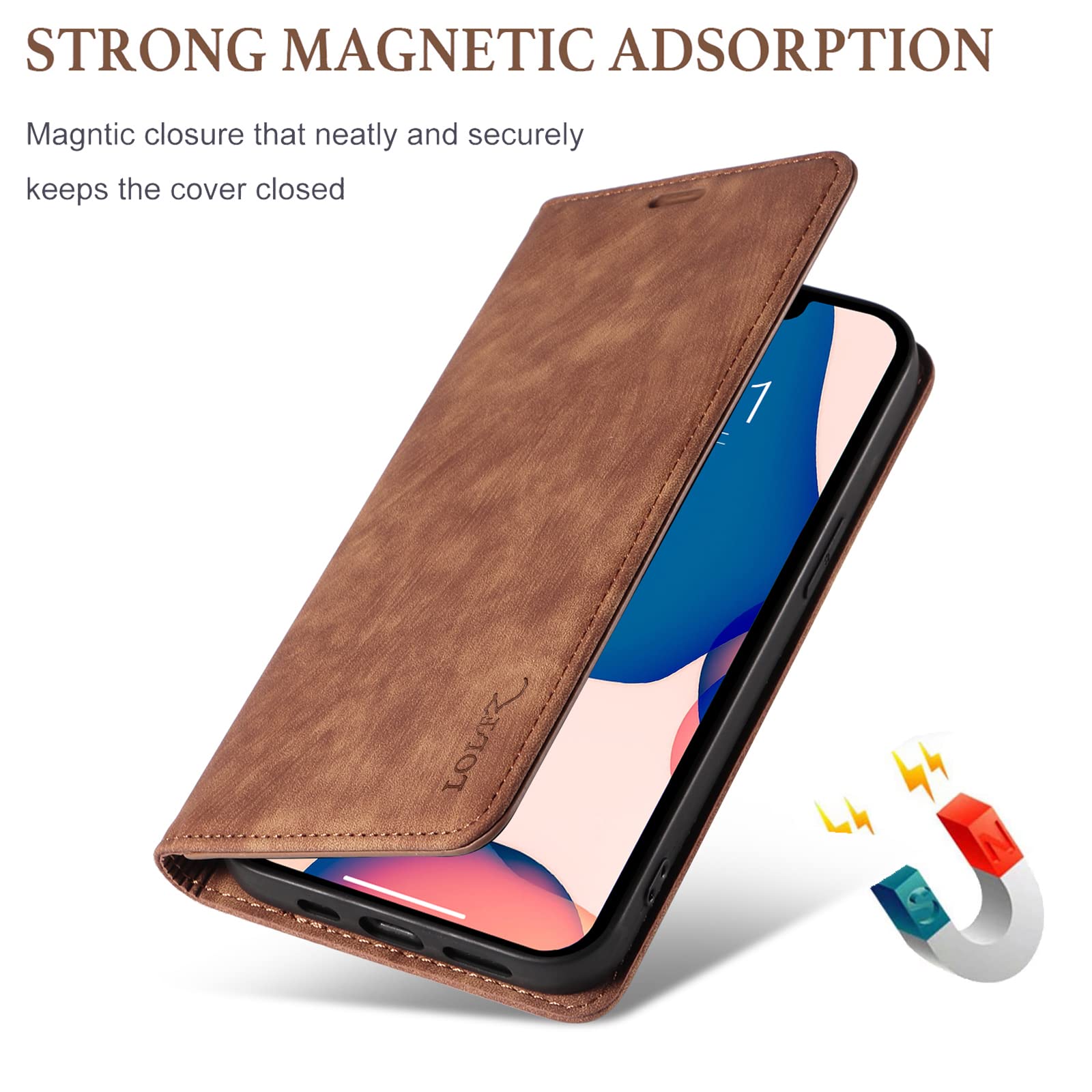 Dockem Custodia a Portafoglio per iPhone 13 Pro Max con Piastra Metallica Incorporata per Montaggio Magnetico e 2 Tasche Porta Carte di Credito: Pelle Sintetica (Exec M2, 6,7 pollici, Blu Navy