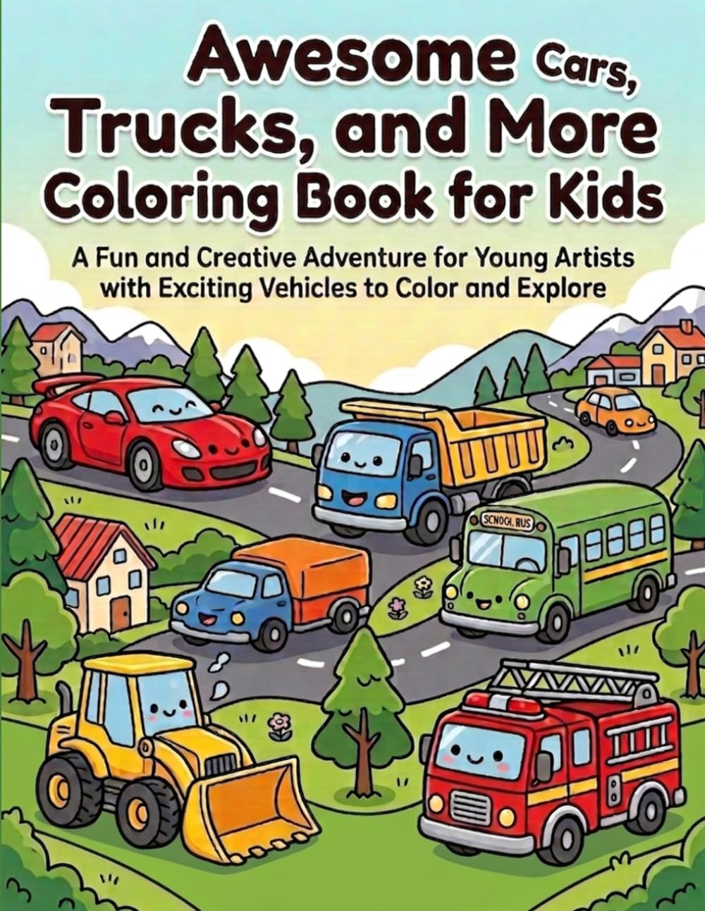 Awesome Cars, Trucks and more Coloring Book for Kids: A Fun and Creative Adventure for Young Artiste with Exciting Vehicles to Color and Explore.