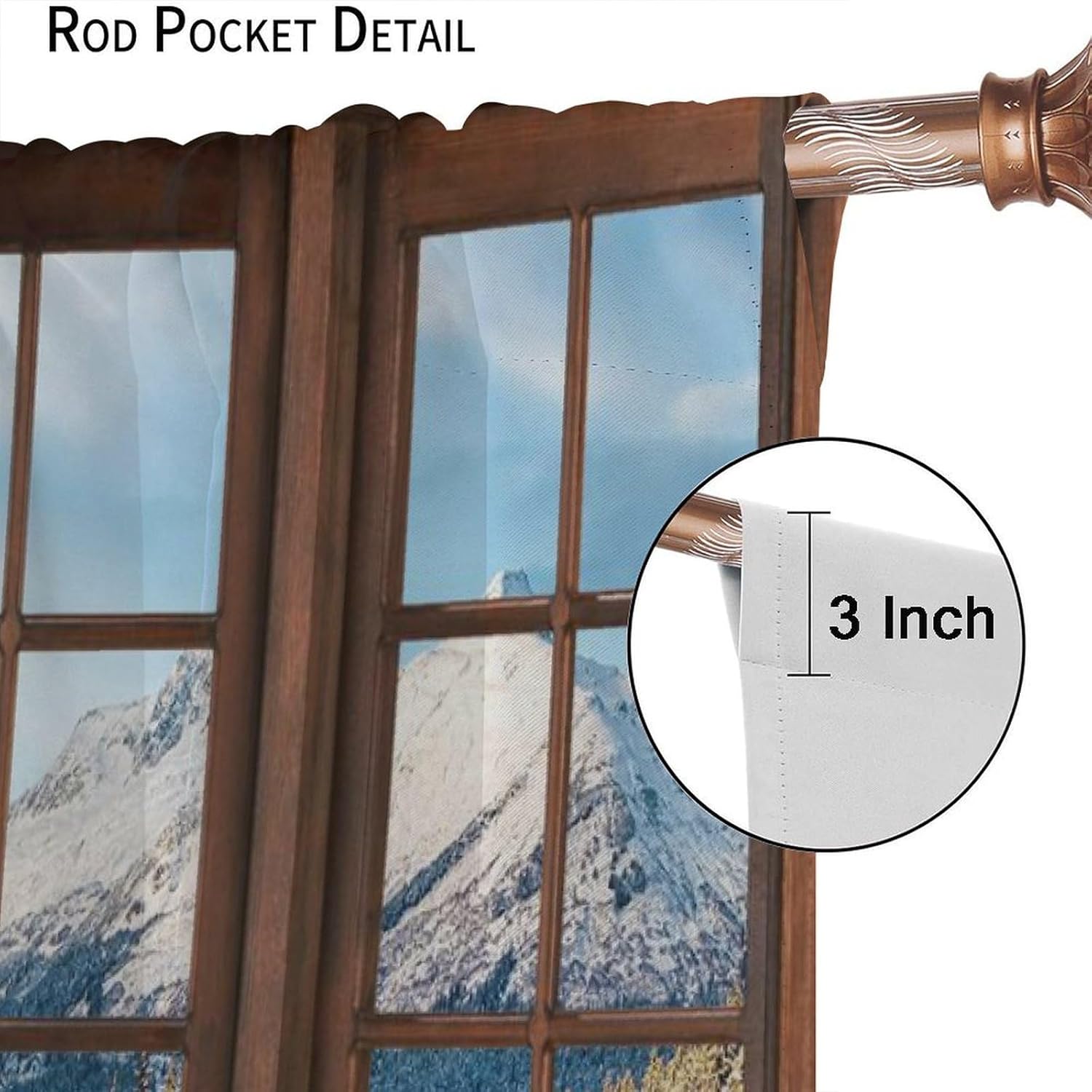 Snowy Mountain Winter Landscape Blackout Curtains for Bedroom,Nature Snowy Winter Forest Cold Ice Cubes Lakes Snowflakes Scenery Window Drapes Print for Boys Girls Kitchen Living Room 63x72in