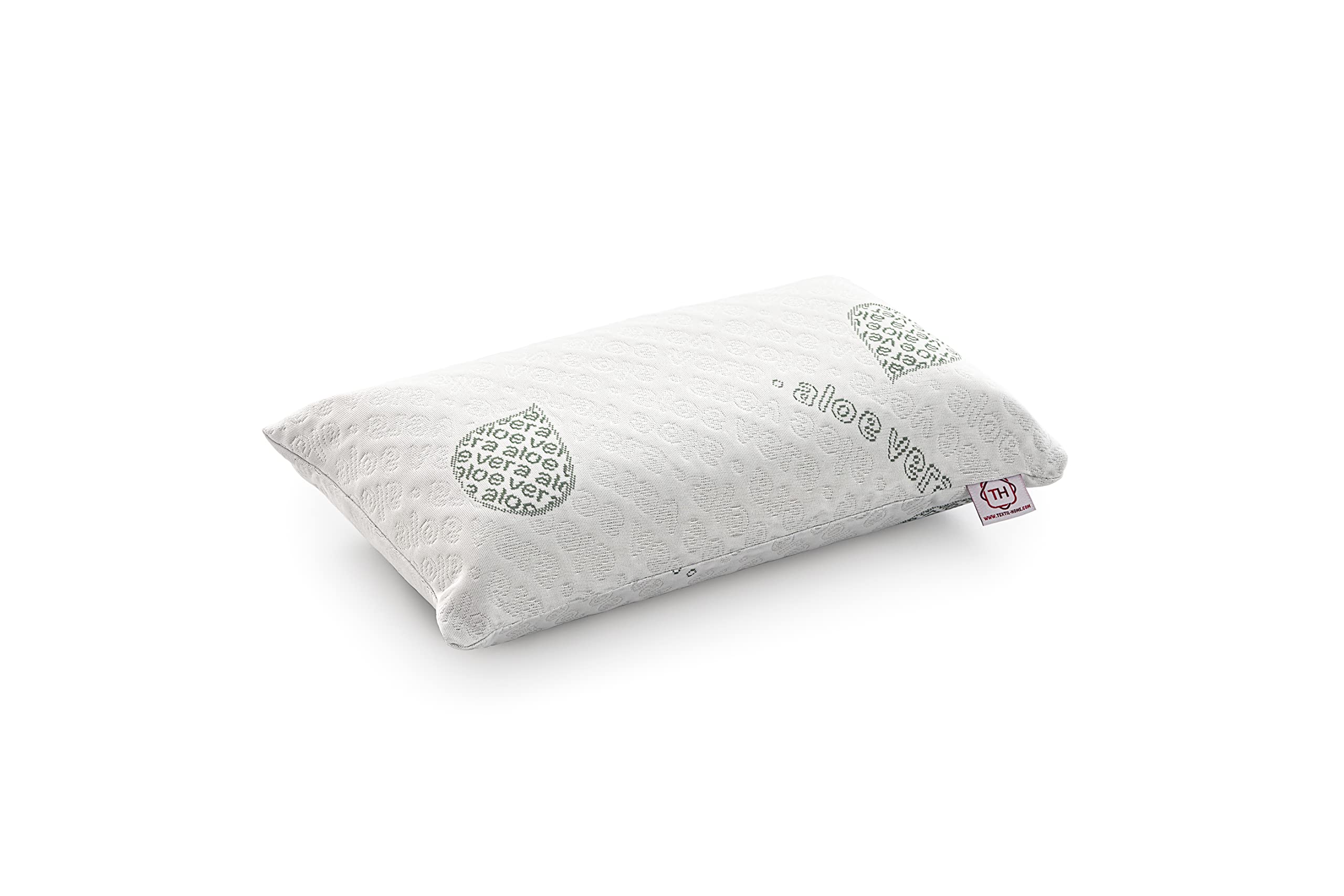 Textilhome Set 2 Cuscini Memory Foam Cervicale 60 cm – Cuscini per Letto e per Dormire, Tessuto in Aloe Vera, Nucleo in Visco Puro 100% – Rivestimento con Cerniera, Termoregolato e Adattivo