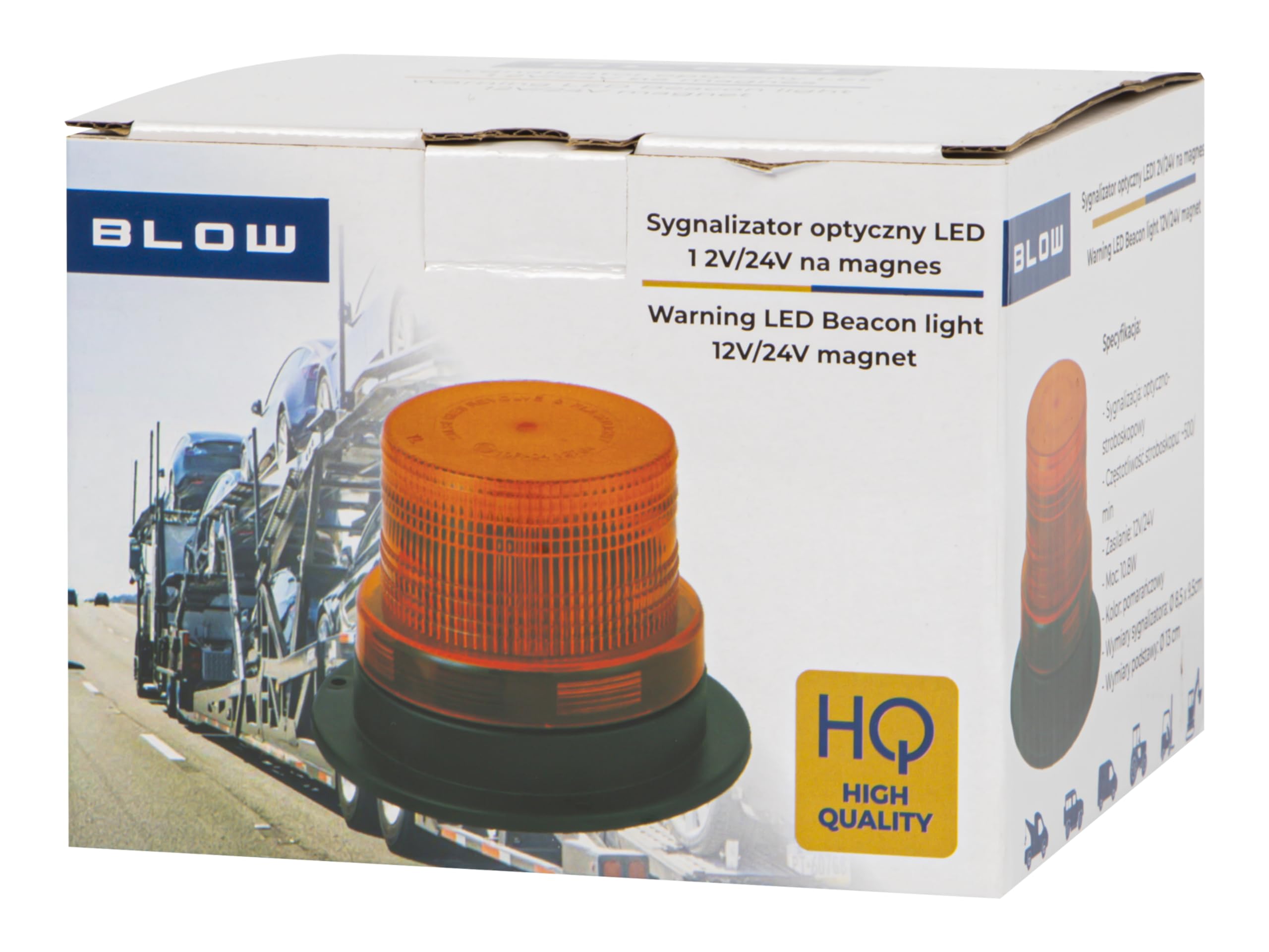 BLOW Sygnalizator optyczny LED 12V-24V magnes kogut pomarańczowy