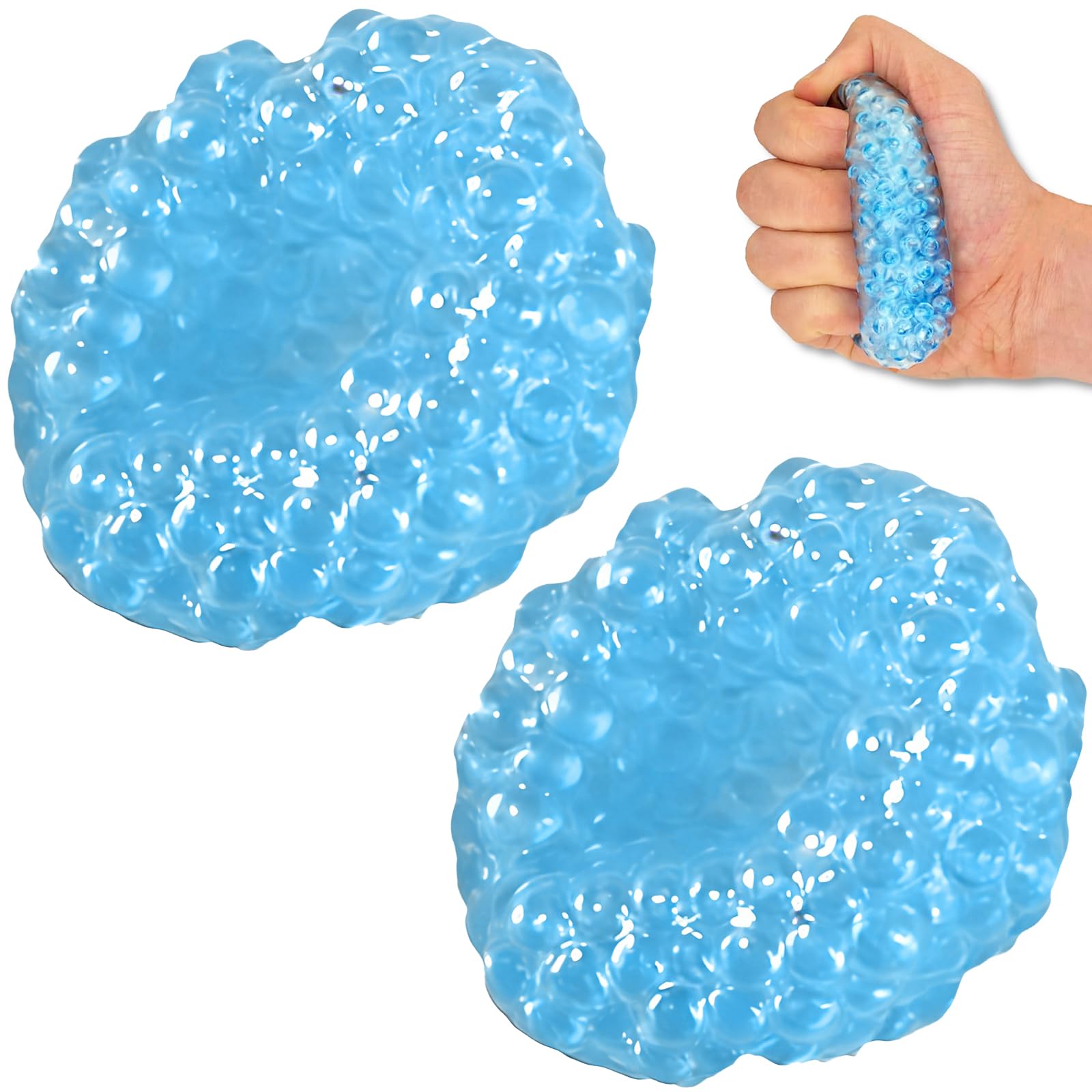 2 Mini Fidget Toys Squishies, Stress Balls, Squishy Fidget, Novelty Sensory Fidget Toy, for ADHD Anxiety Physio Therapy, Gift for Men, Women, Teen, for Office, School, Home(Blue)