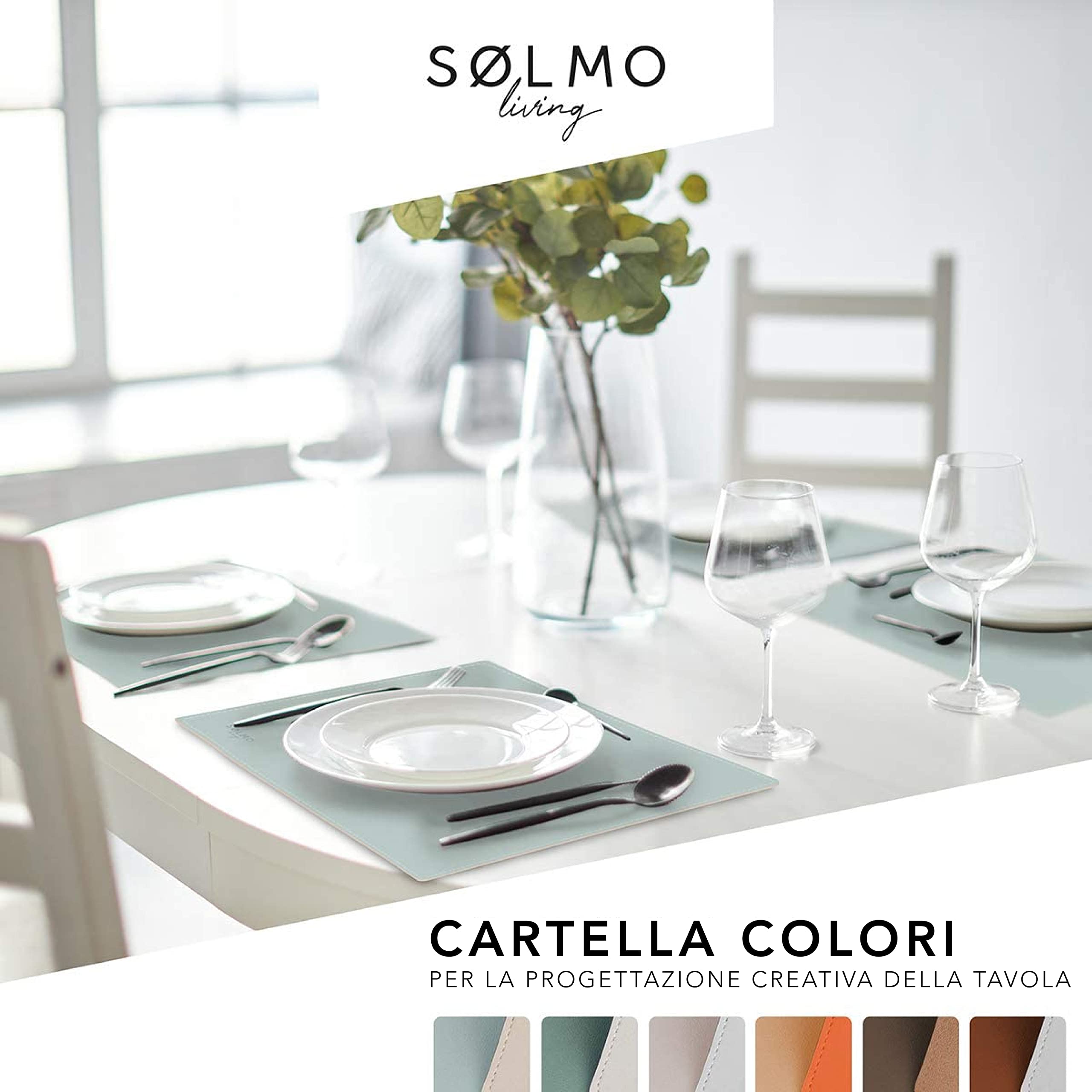 sølmo I - Set di 4 tovagliette in pelle PU, resistenti al calore, bicolore, lavabili con un panno, tovagliette per bambini (azzurro/argento)