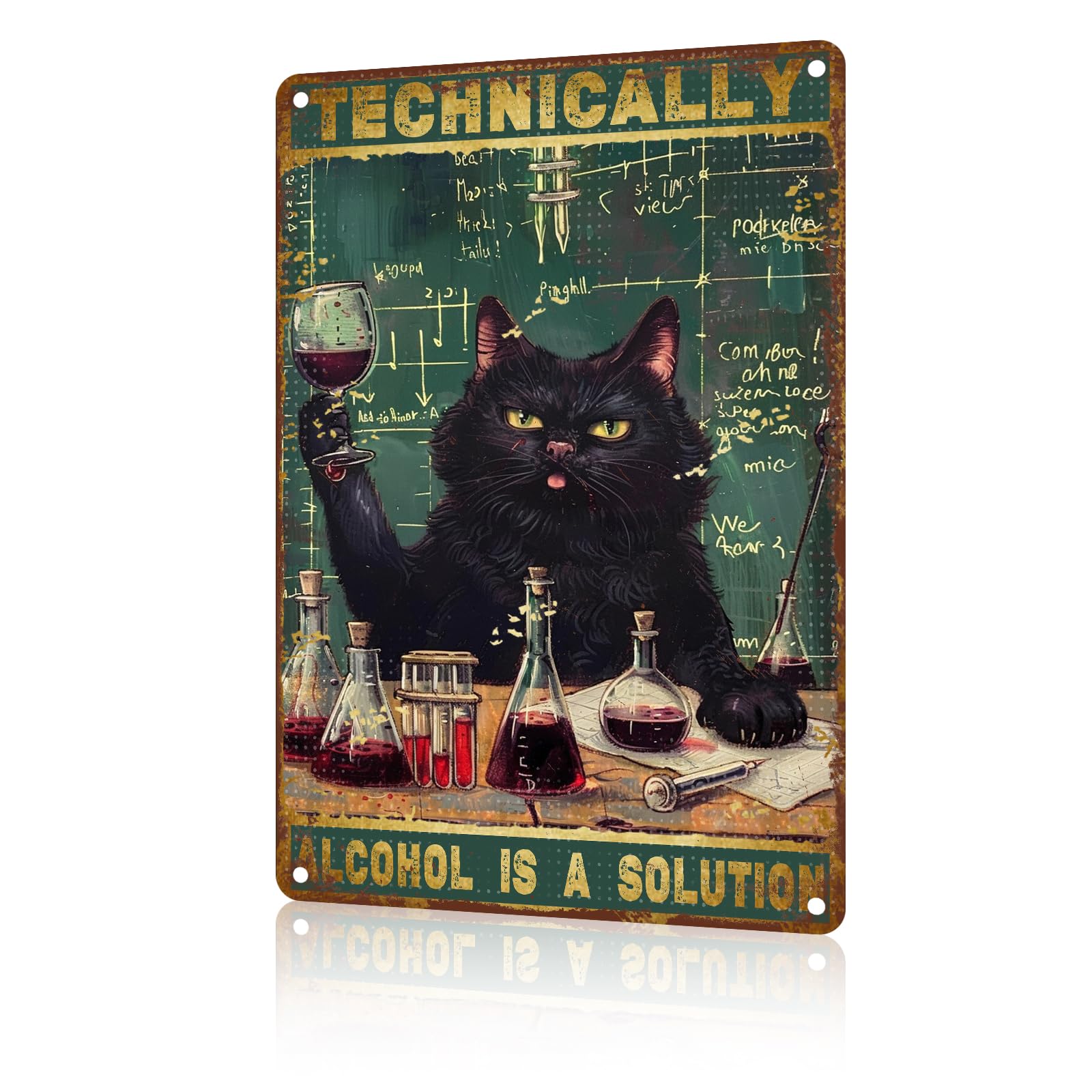 Anceky Sign Technically Alcohol is a Solution Sign Retro Tin Sign Aluminum Metal Sign Wall Decor for Living Room Bedroom Bar Kitchen Cafe Yard 12×8 Inch