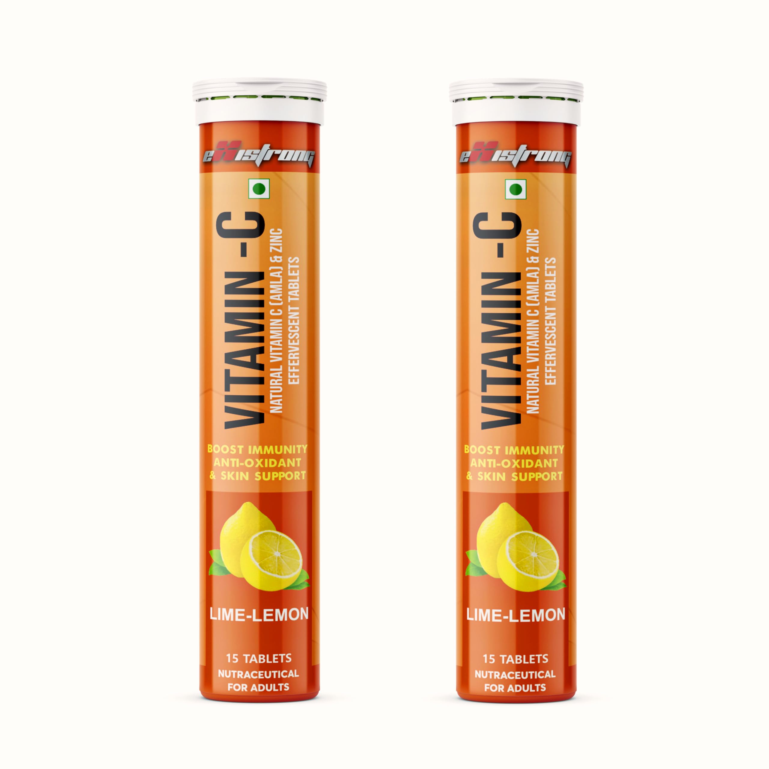 Existrong Vitamin C - Zinc + Amla Extract For Immunity | Collagen For Healthy Skin, Nail & Hair (Lime Lemon Flavor,Pack of 2 (30 Counts)-picture-23