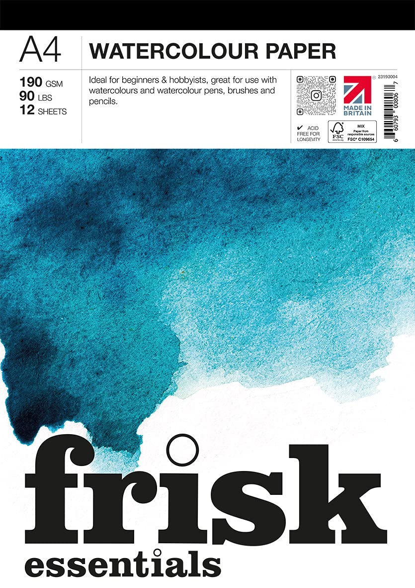 FriskEssentials Watercolour Paper Pad, A4, White