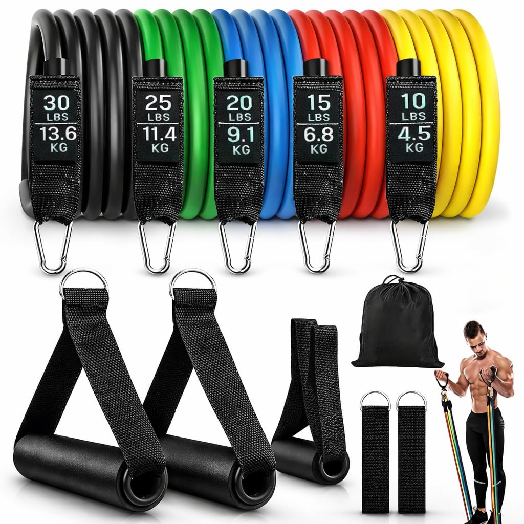 ALYV Resistant Band 5 Levels Workout for Exercise,Gym &Pilates Training Toning Tube Resistance Tube (Multicolor)-picture-11