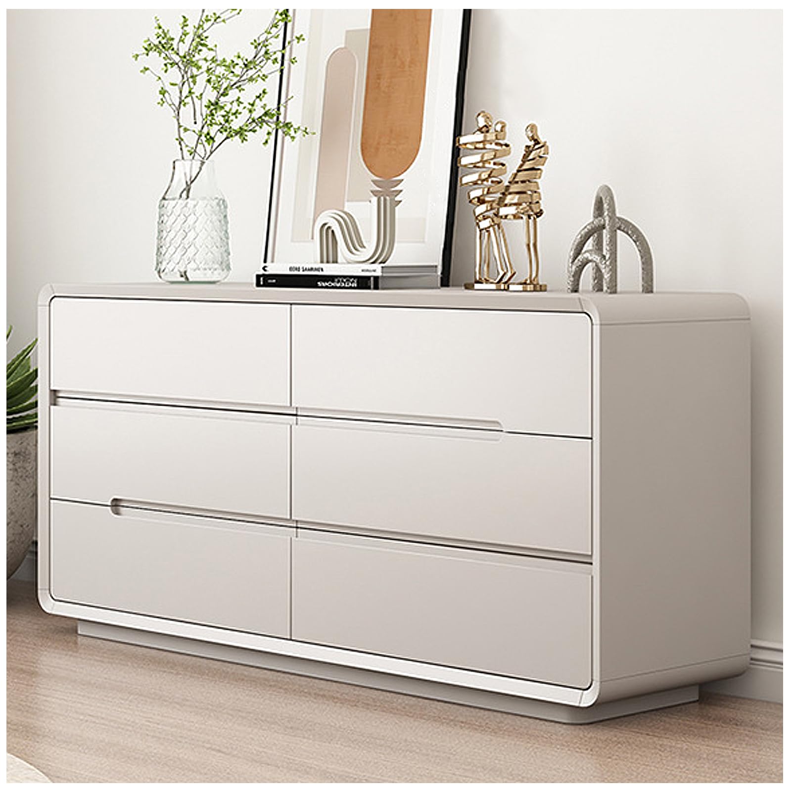 FICHET Kommode für Schlafzimmer, weiße Schubladen, mit 8 Schubladen, Große Kommoden & Kommoden Holzkommoden für Schlafzimmer, Kinderzimmer, Flur, Büro,6 Drawer