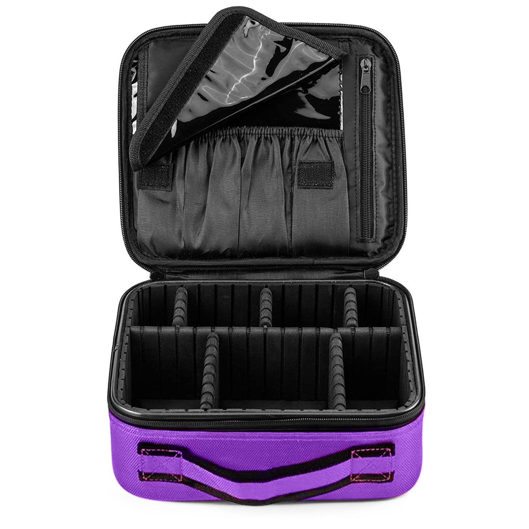 Portátil Bolsa de Maquillaje Mujer Organizador Bolso Cosmético Neceser Maquillaje Viaje Almacenamiento de Maquillaje Grande Estuches de Maquillaje Profesional Morado