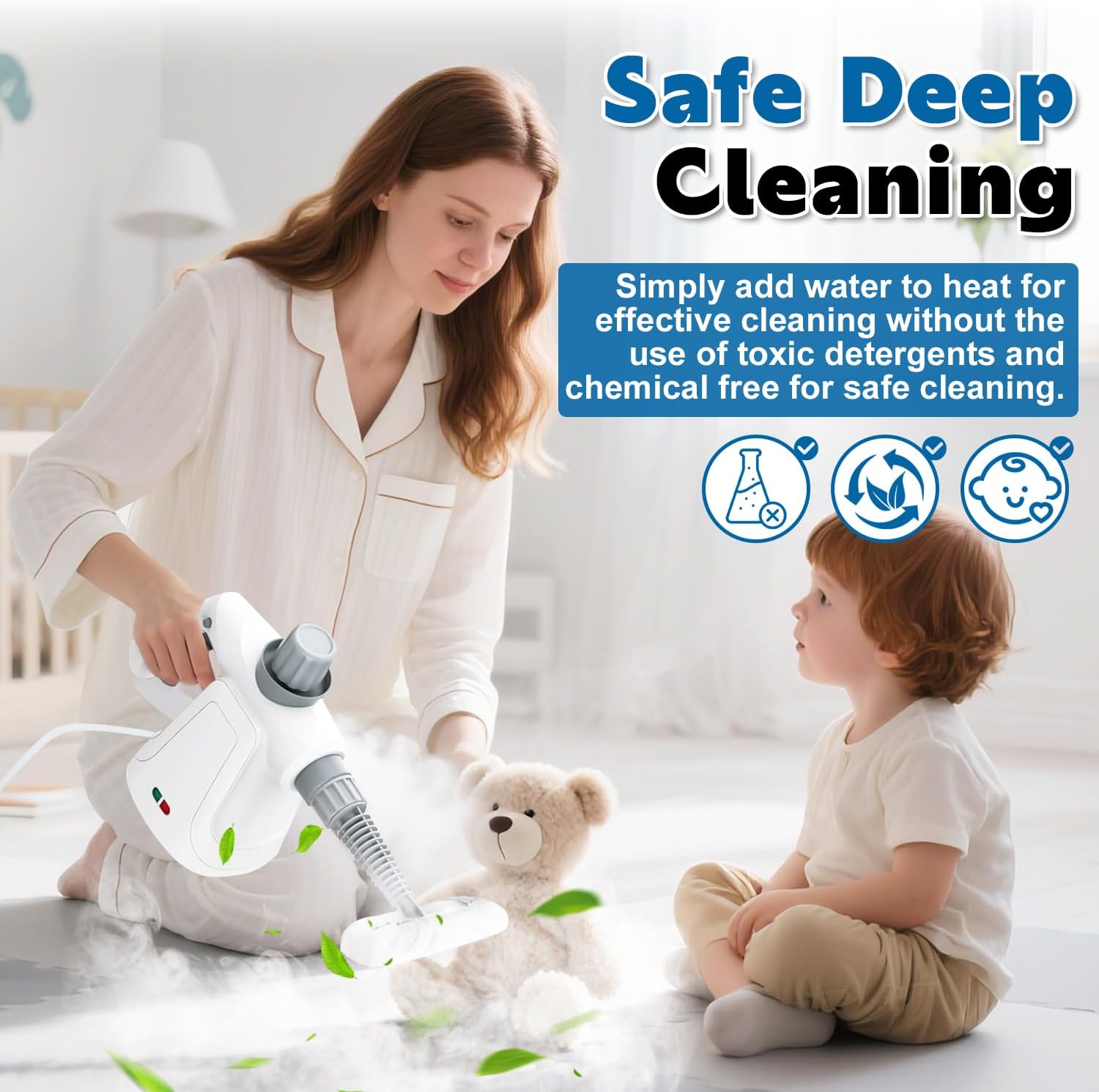 Pressurized Handheld Steam Cleaner 400ML, 9-in-1 Multipurpose Portable Steamer with Safety Lock, Chemical-Free Deep Cleaning for Grout, Floors, Windows, Car, Bathroom, Kitchen, Home - Image 3