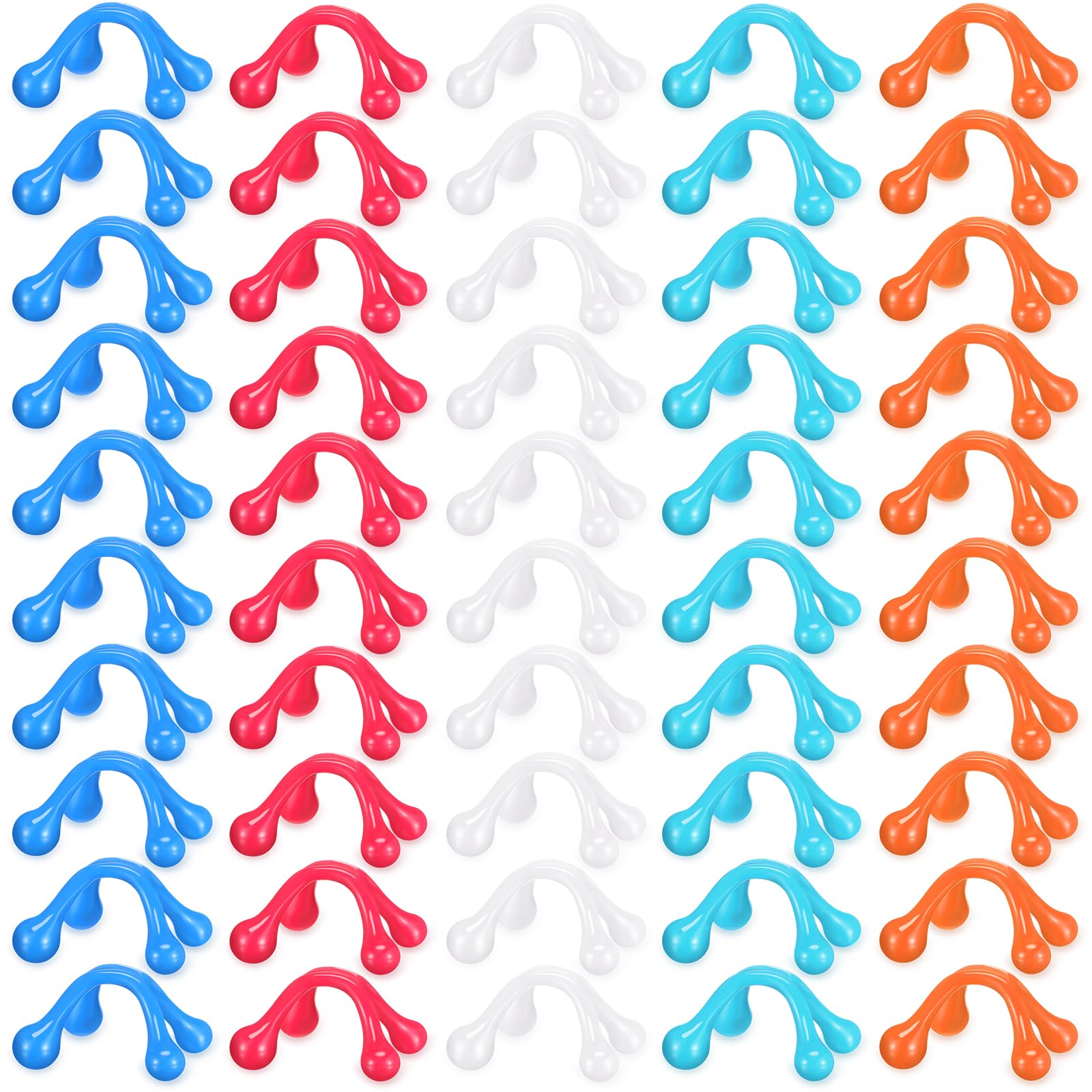 50 Pack Four Point Massage Tools Christmas for Employees Gift White Elephant Gift 4 Legged Massage Knobs Portable Palm Shaped Manual Back Massager Handheld(Multicolored)