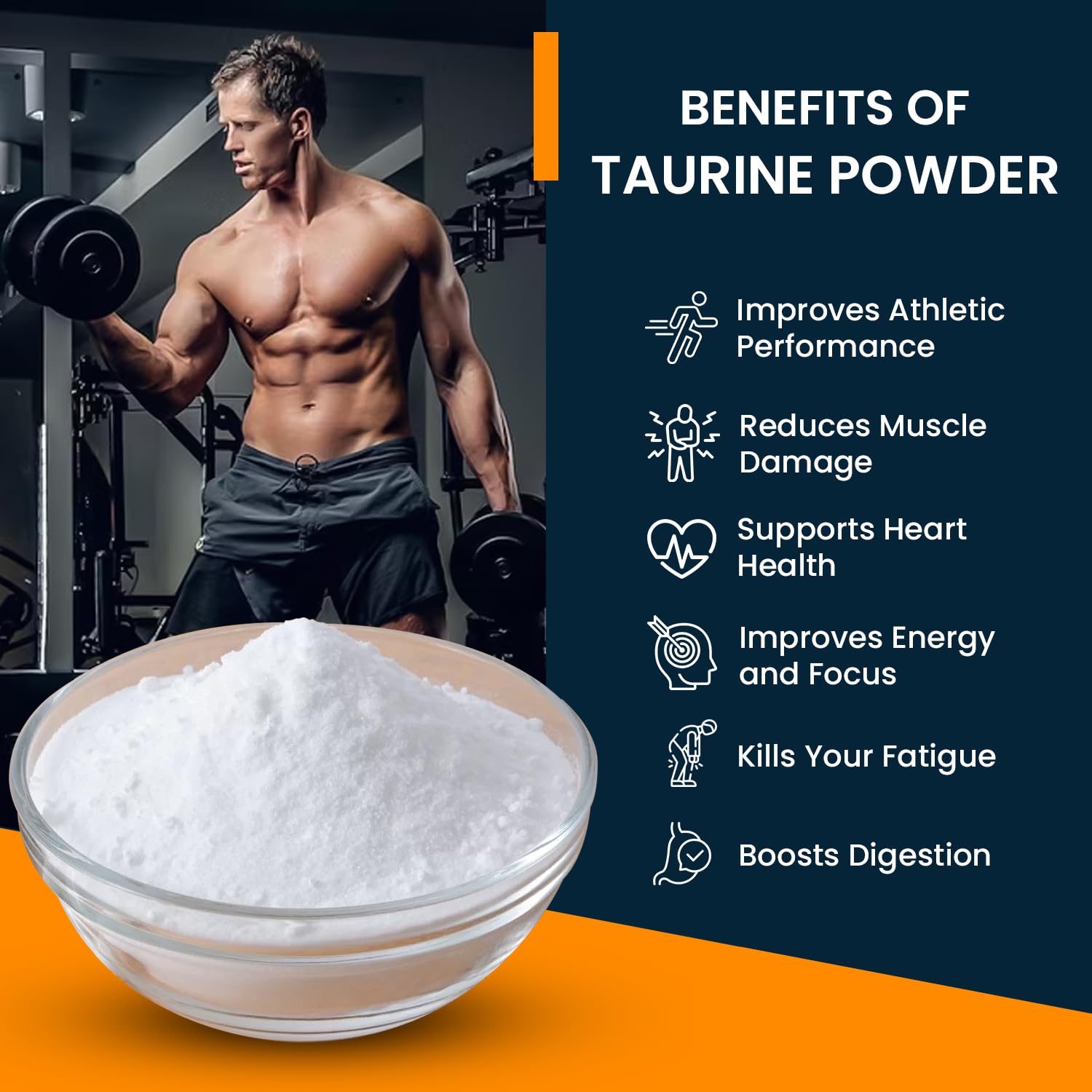 Fooding L-Taurine Powder 500g | USP Grade Pure Taurine Amino Acid Supplement | Muscle Recovery, Hydration & Performance Support | Nervous System, Heart, Brain & Eye Health | Unflavored | No Additives or Fillers 2