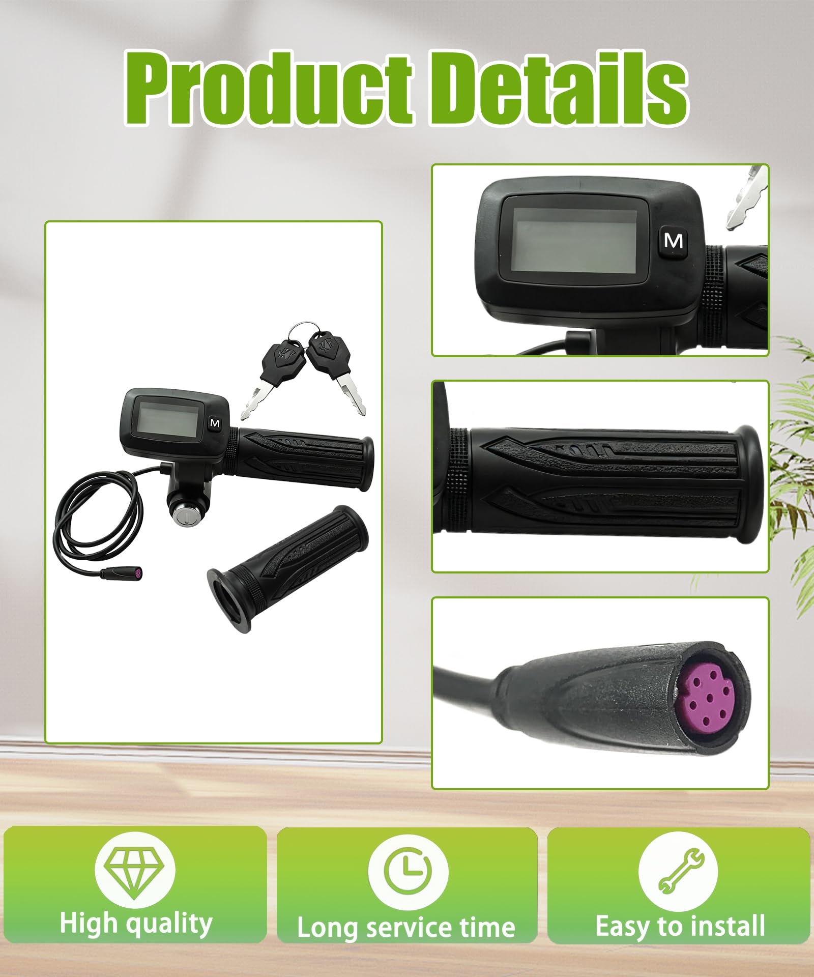 Accélérateur de vélo électrique avec écran LCD et bouton M uniquement pour moto tout-terrain électrique Tuttio Soleil 01. Remarque : le nouvel accélérateur et l'ancien accélérateur ne peuvent pas être